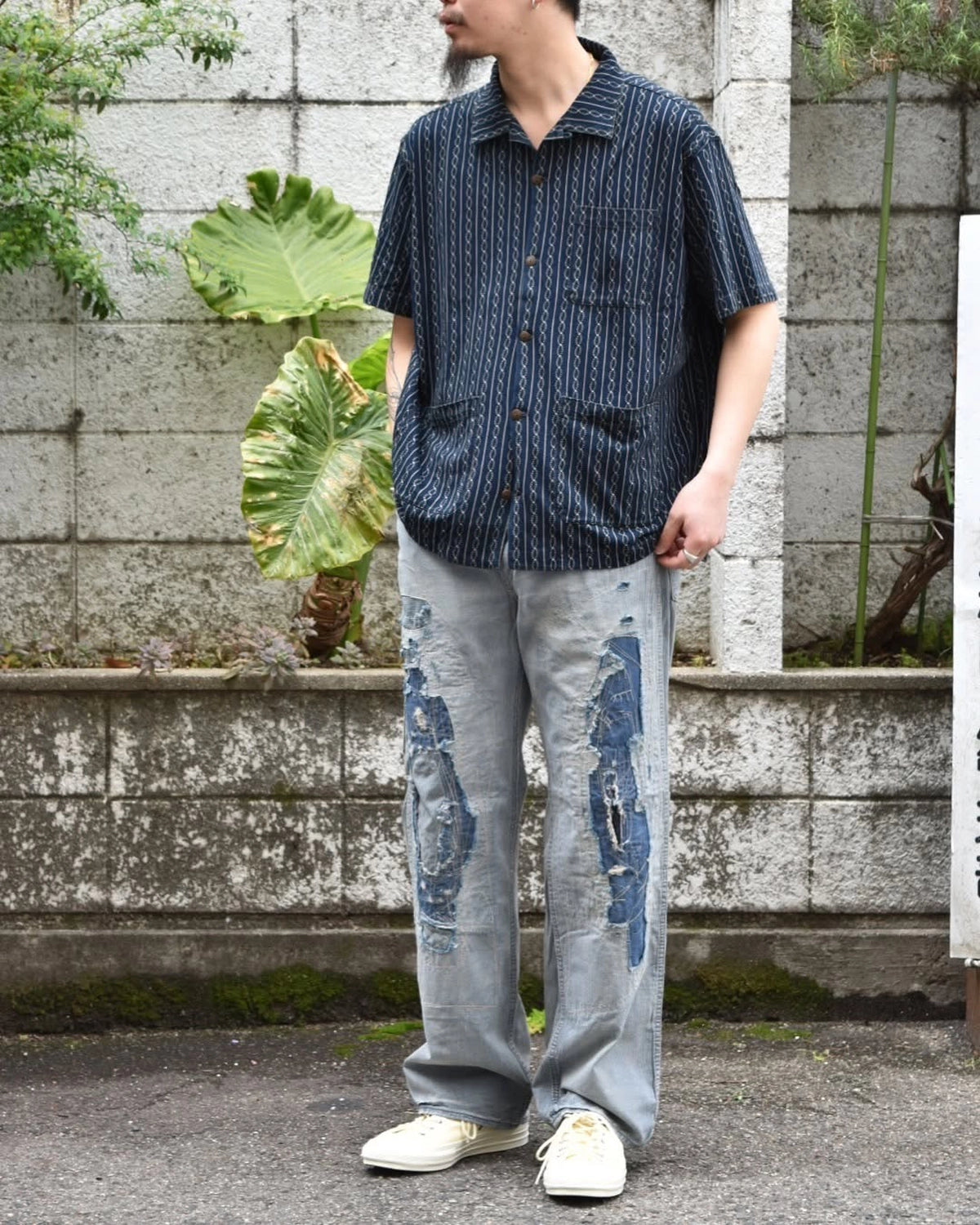 RRL / ヴィンテージ 5ポケット リペアード インディゴ パンツ (1441MNRRPNT14G20155)