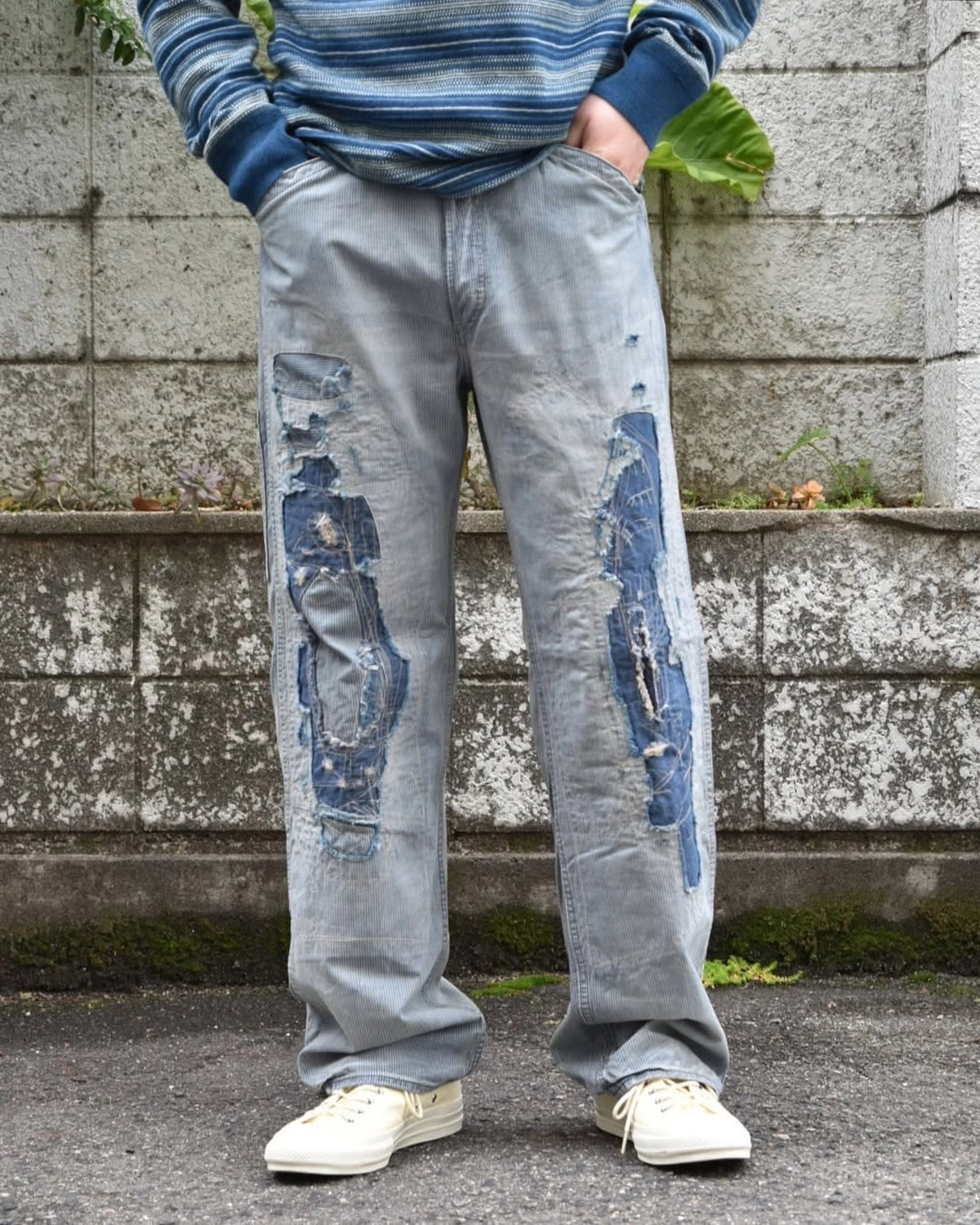 RRL / ヴィンテージ 5ポケット リペアード インディゴ パンツ (1441MNRRPNT14G20155)