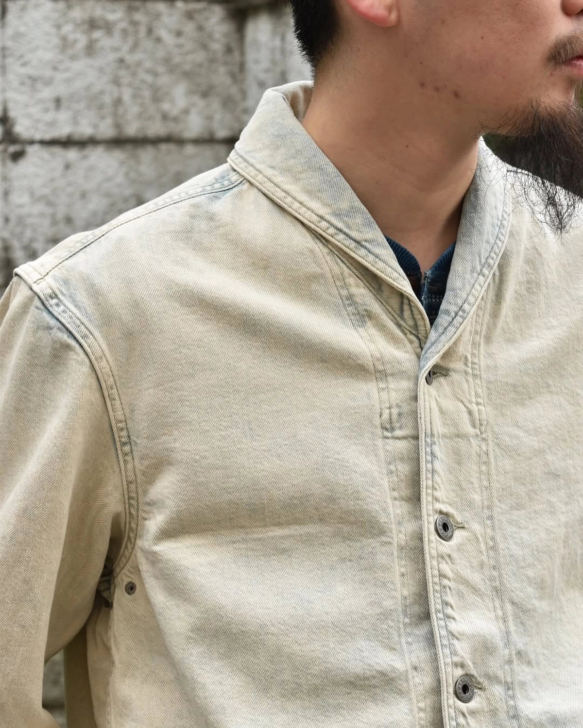 RRL / ウォッシュド インディゴ セルビッジ デニム オーバーシャツ (1441MNRRWOV16820358)