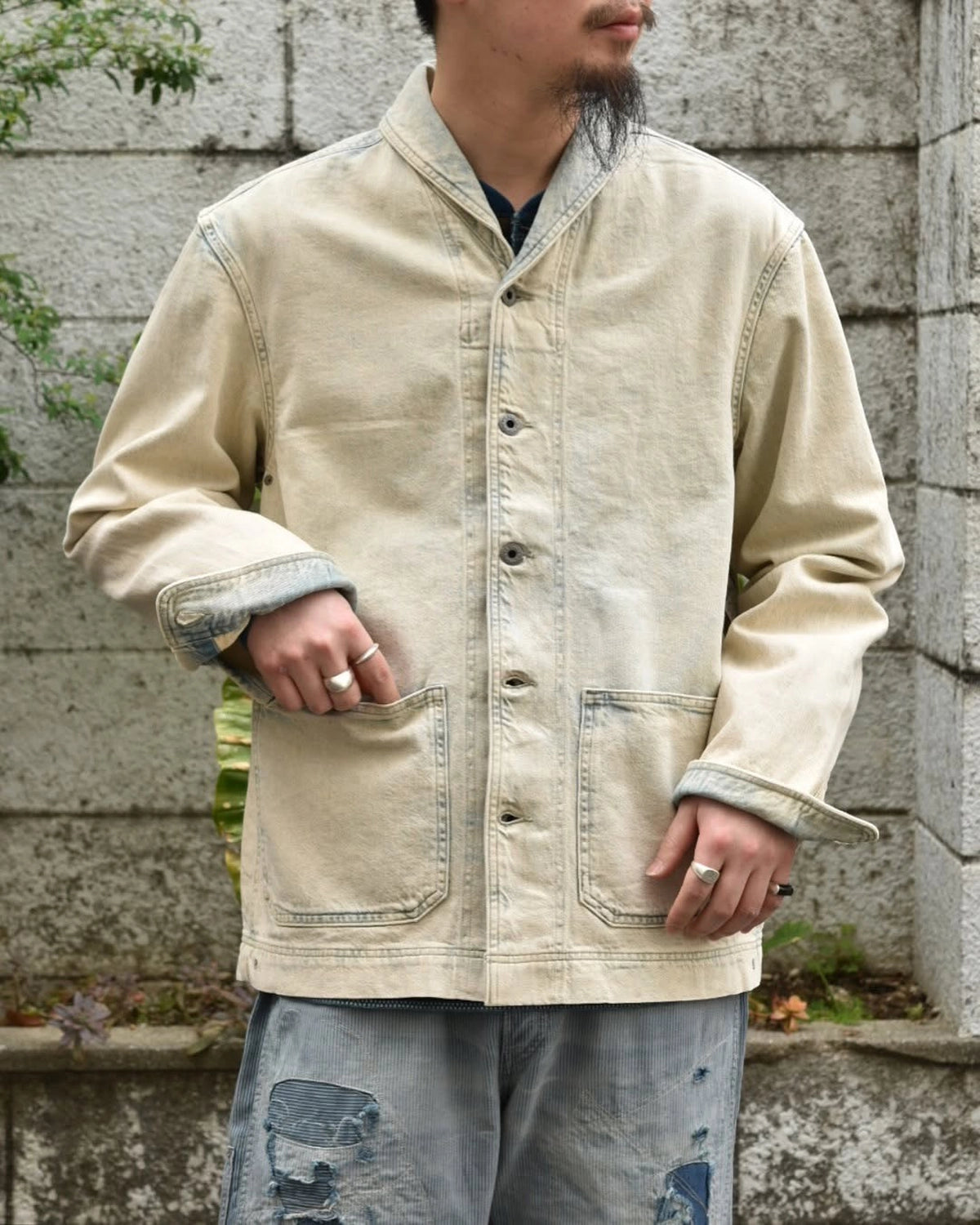 RRL / ウォッシュド インディゴ セルビッジ デニム オーバーシャツ (1441MNRRWOV16820358)
