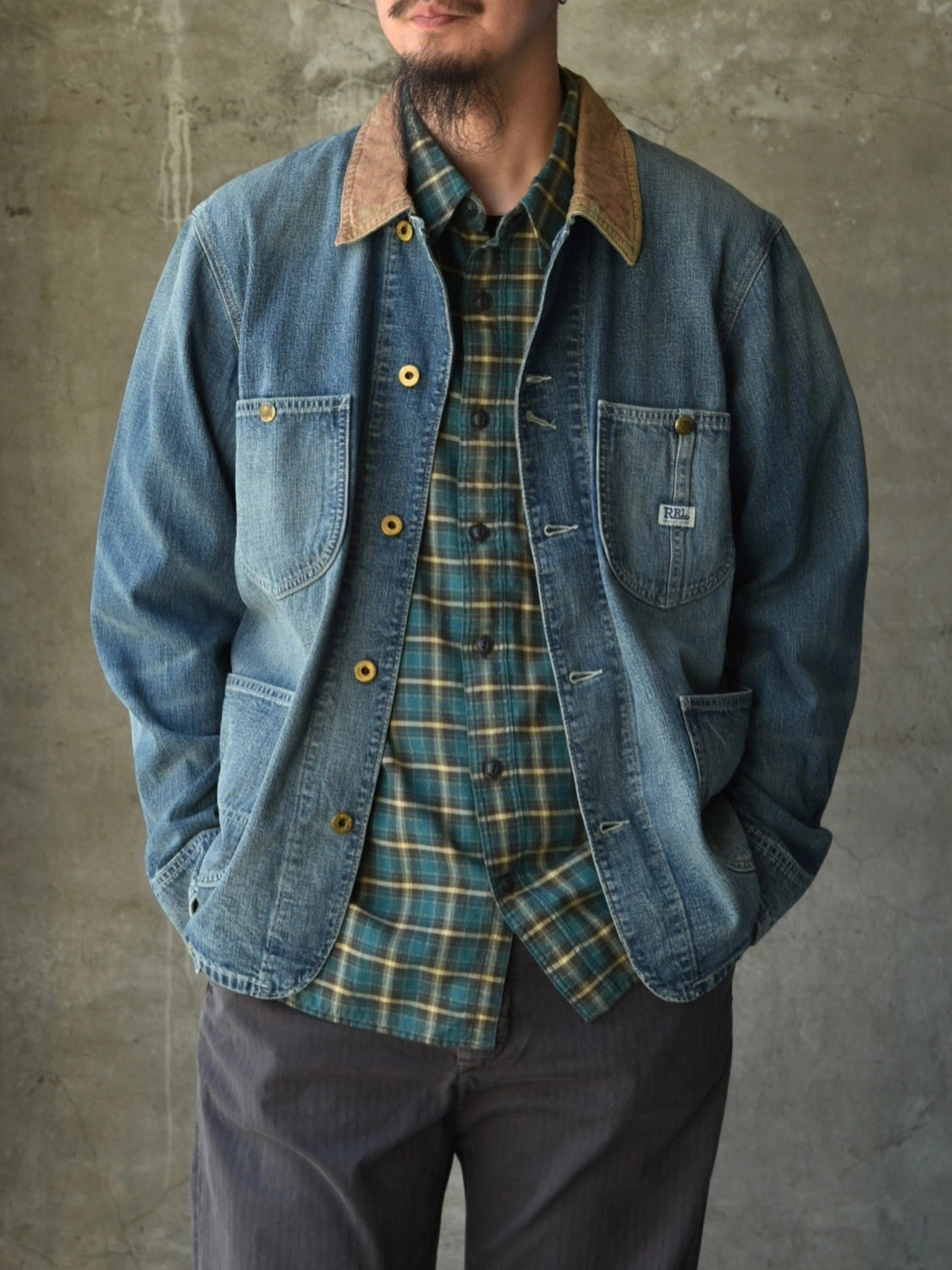 RRL / コーデュロイカラー インディゴ デニム ジャケット (MNRROTW16020176)