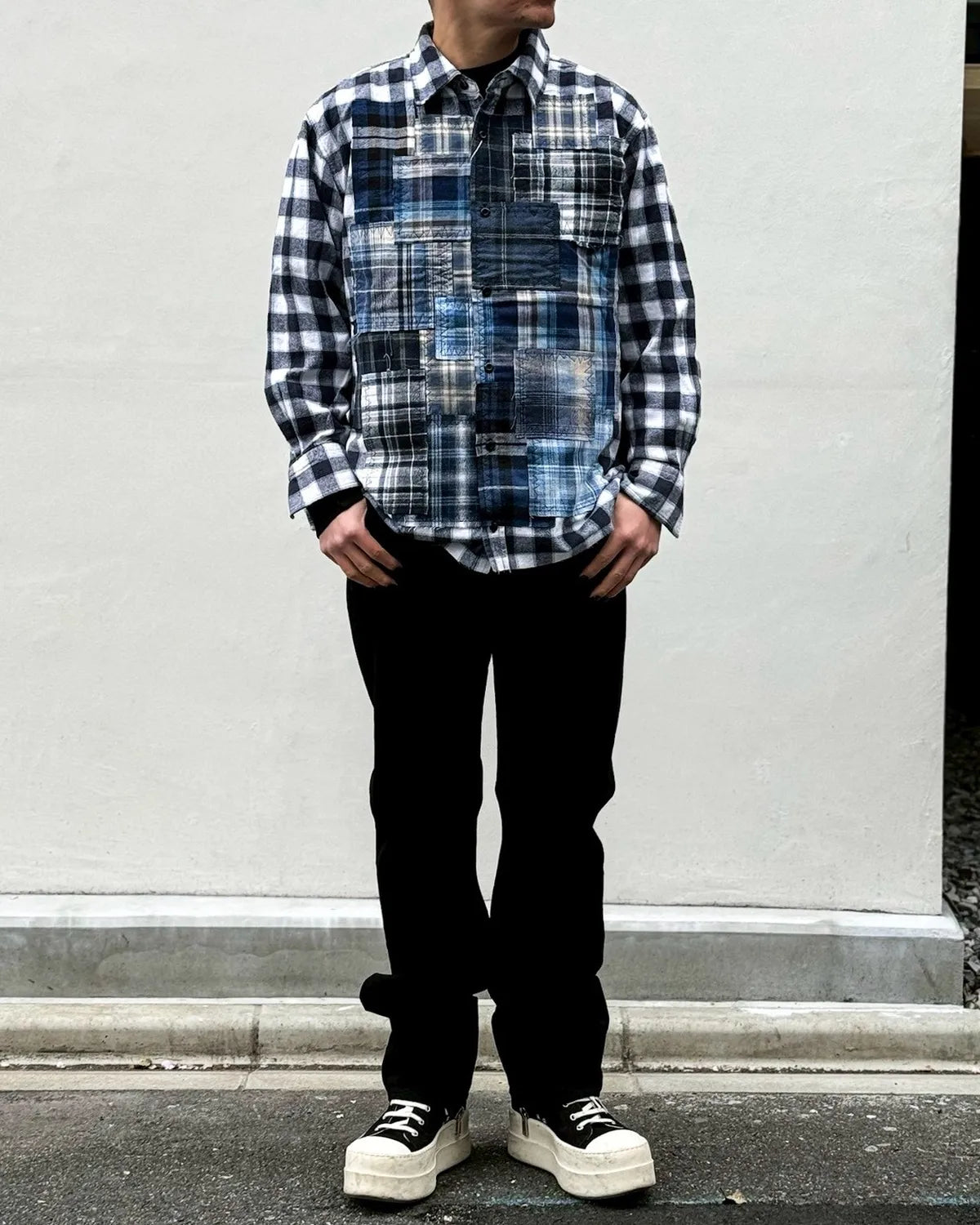 MIYAGIHIDETAKA -Rafu- / Panel Patchwork Shirt (RaFu073)