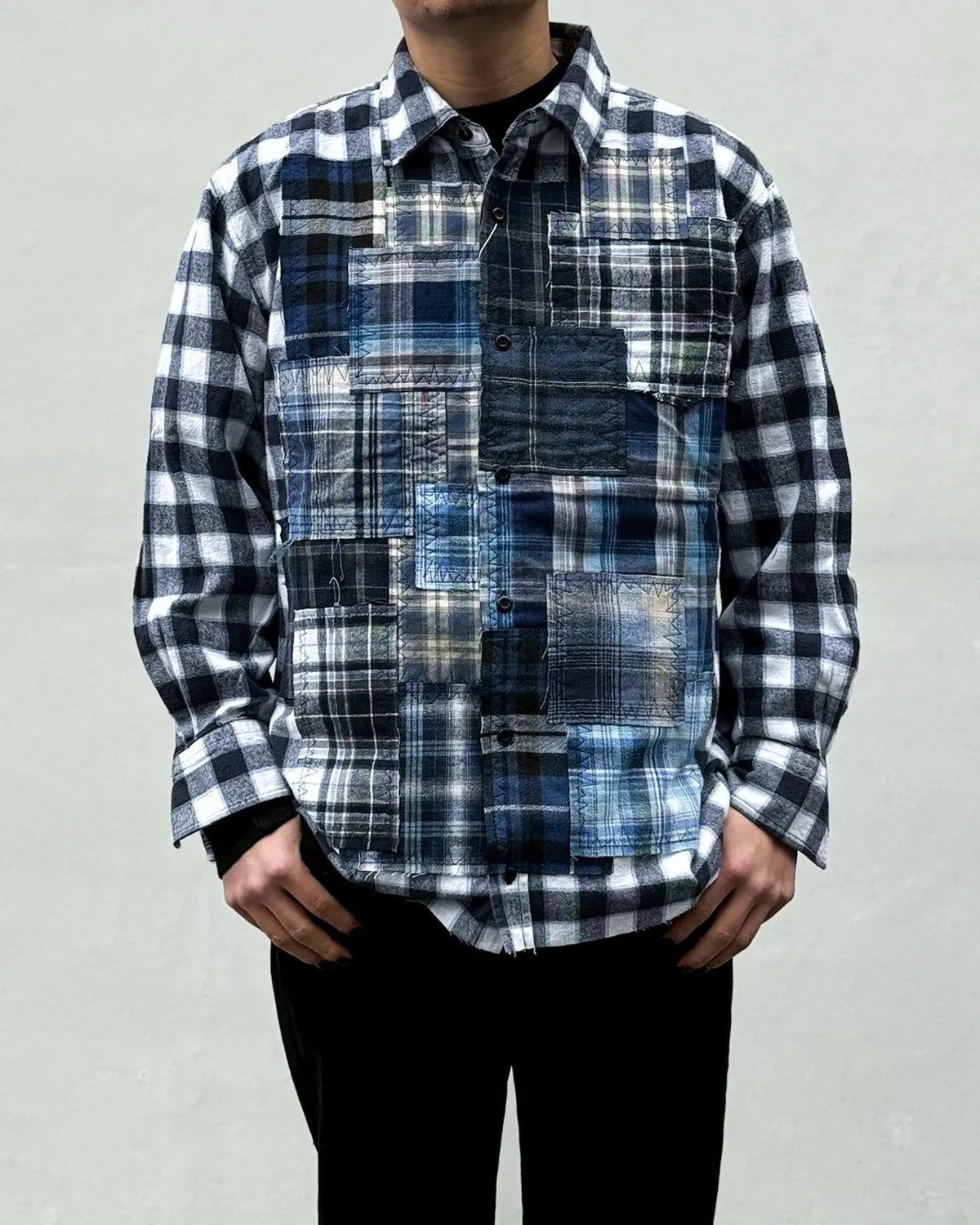 MIYAGIHIDETAKA -Rafu- / Panel Patchwork Shirt (RaFu073)