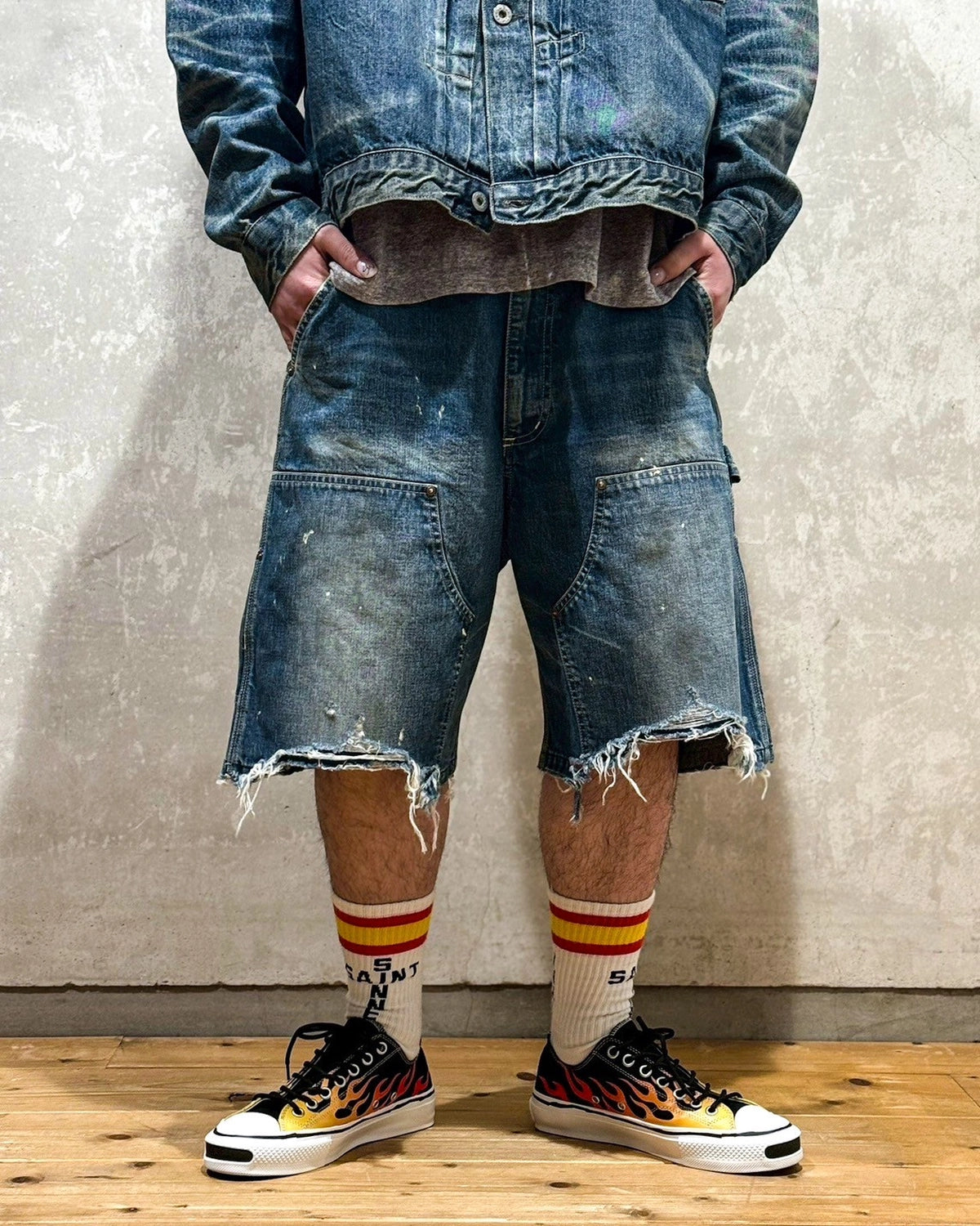 ©︎SAINT Mxxxxxx / DOUBLE KNEE SHORTS (SM-HR8-0000-073)