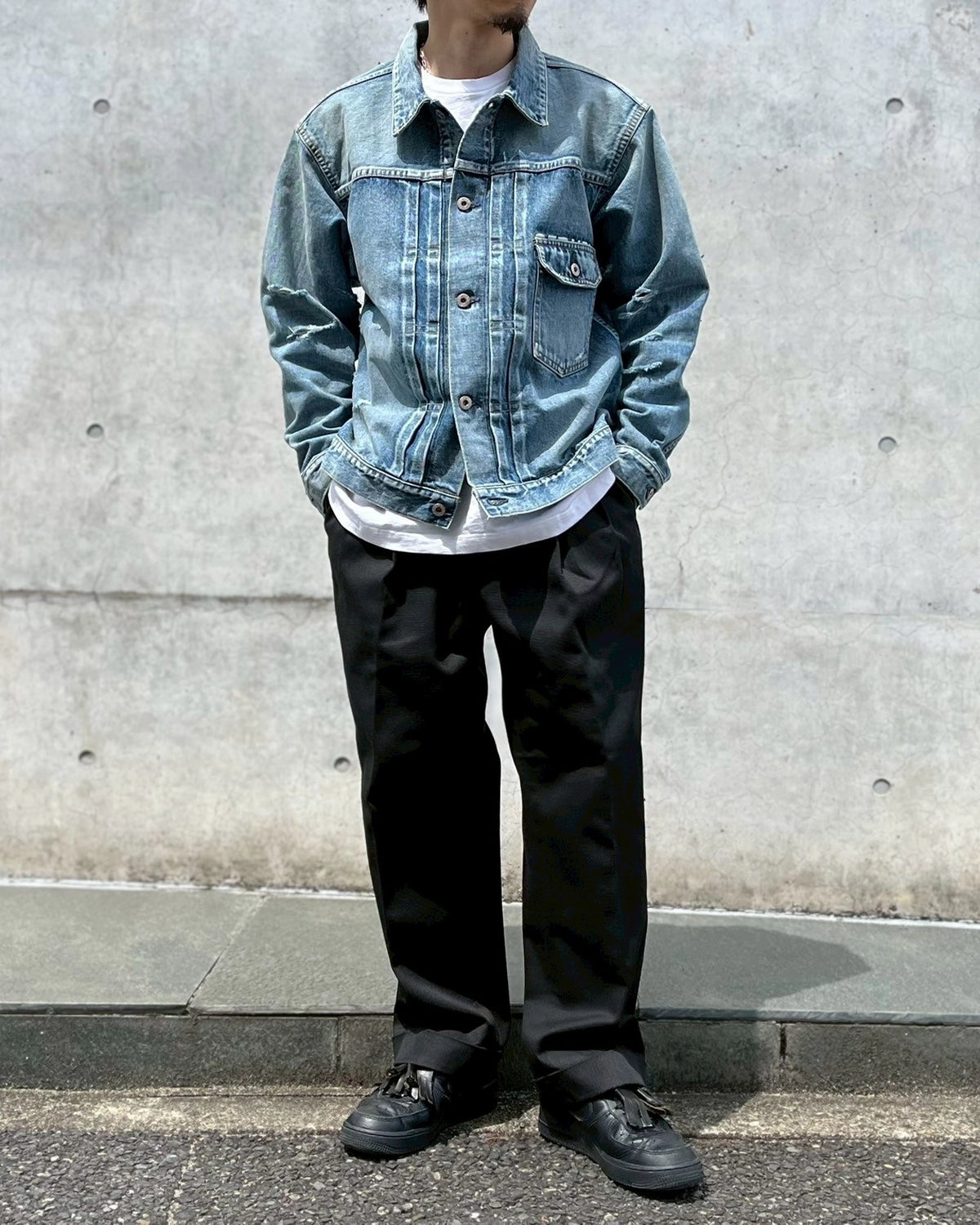 SEQUEL / × FRAGMENT DAMAGE DENIM JACKET (SQ-25SS-JK-04)