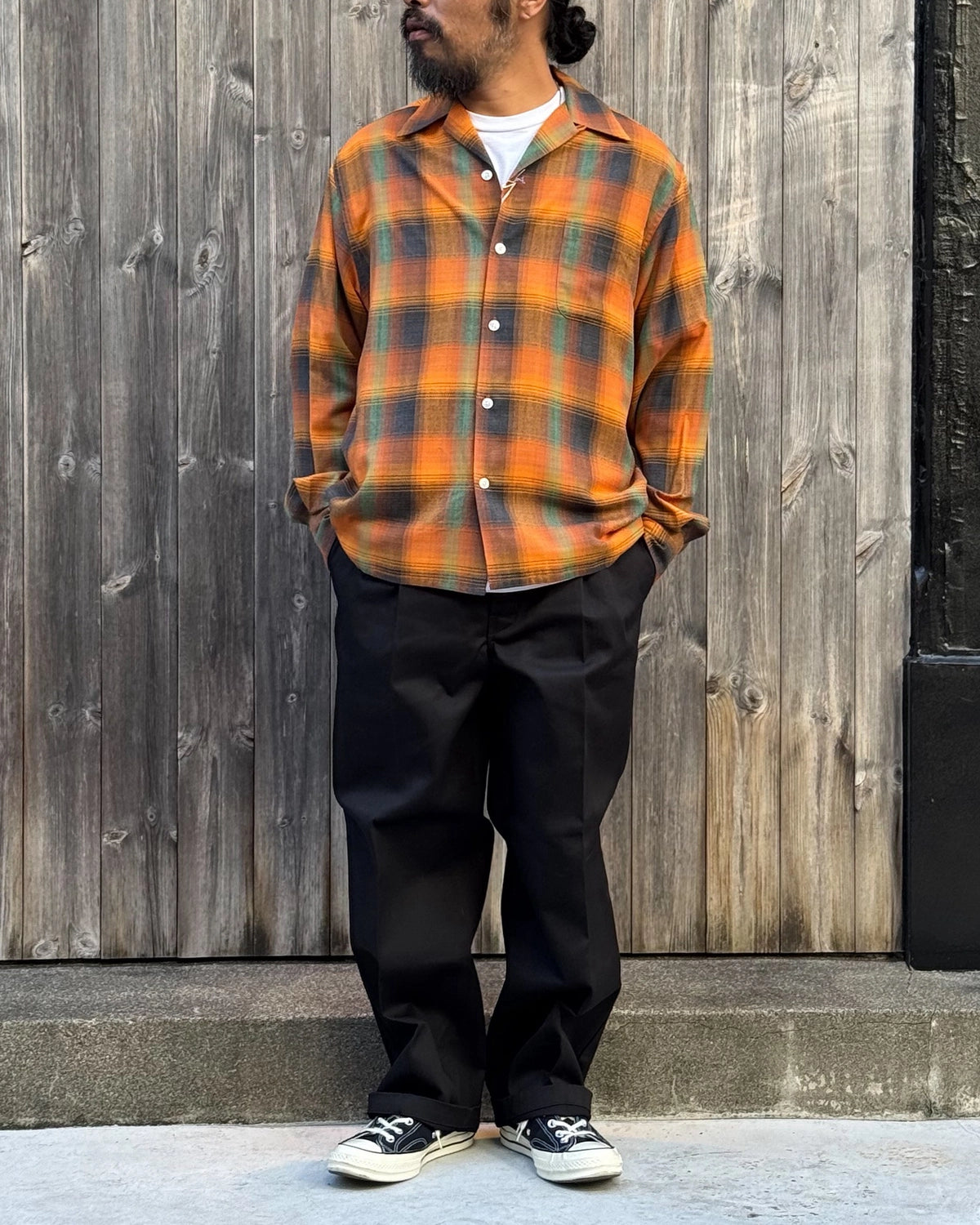 WACKO MARIA / OMBRE CHECK OPEN COLLAR SHIRT L/S -TYPE-6- (26FW-WMS-OC11)