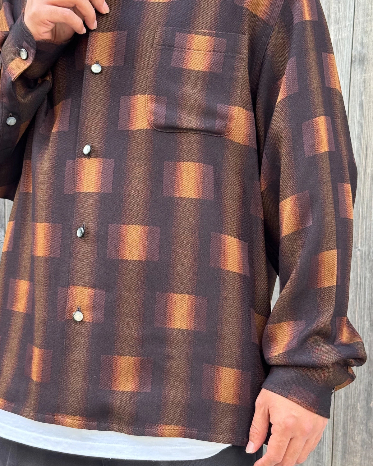WACKO MARIA / OMBRE CHECK OPEN COLLAR SHIRT L/S TYPE-1 (26FW-WMS-OC01)