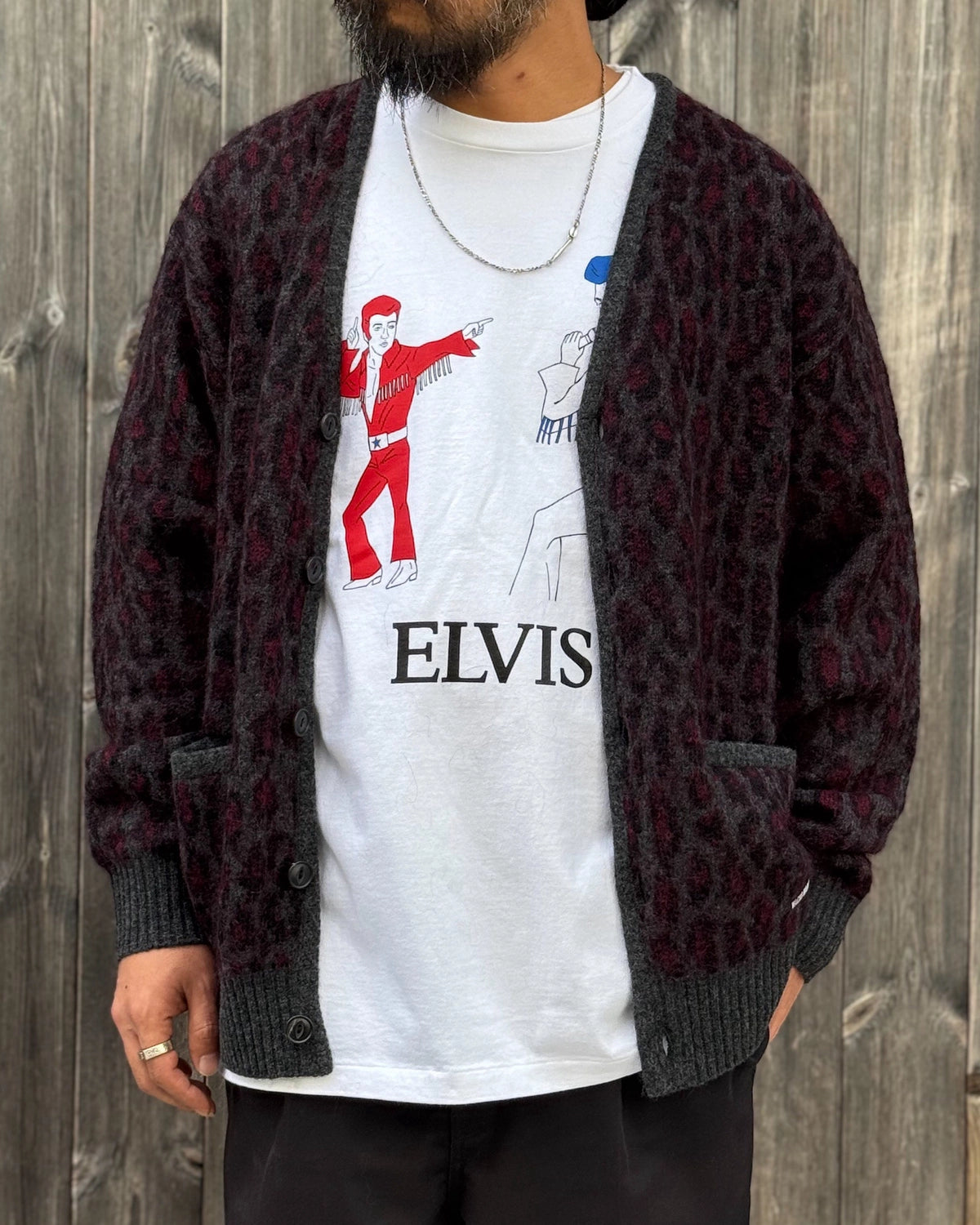WACKO MARIA / LEOPARD MOHAIR JACQUARD CARDIGAN (26FW-WMK-KN17)