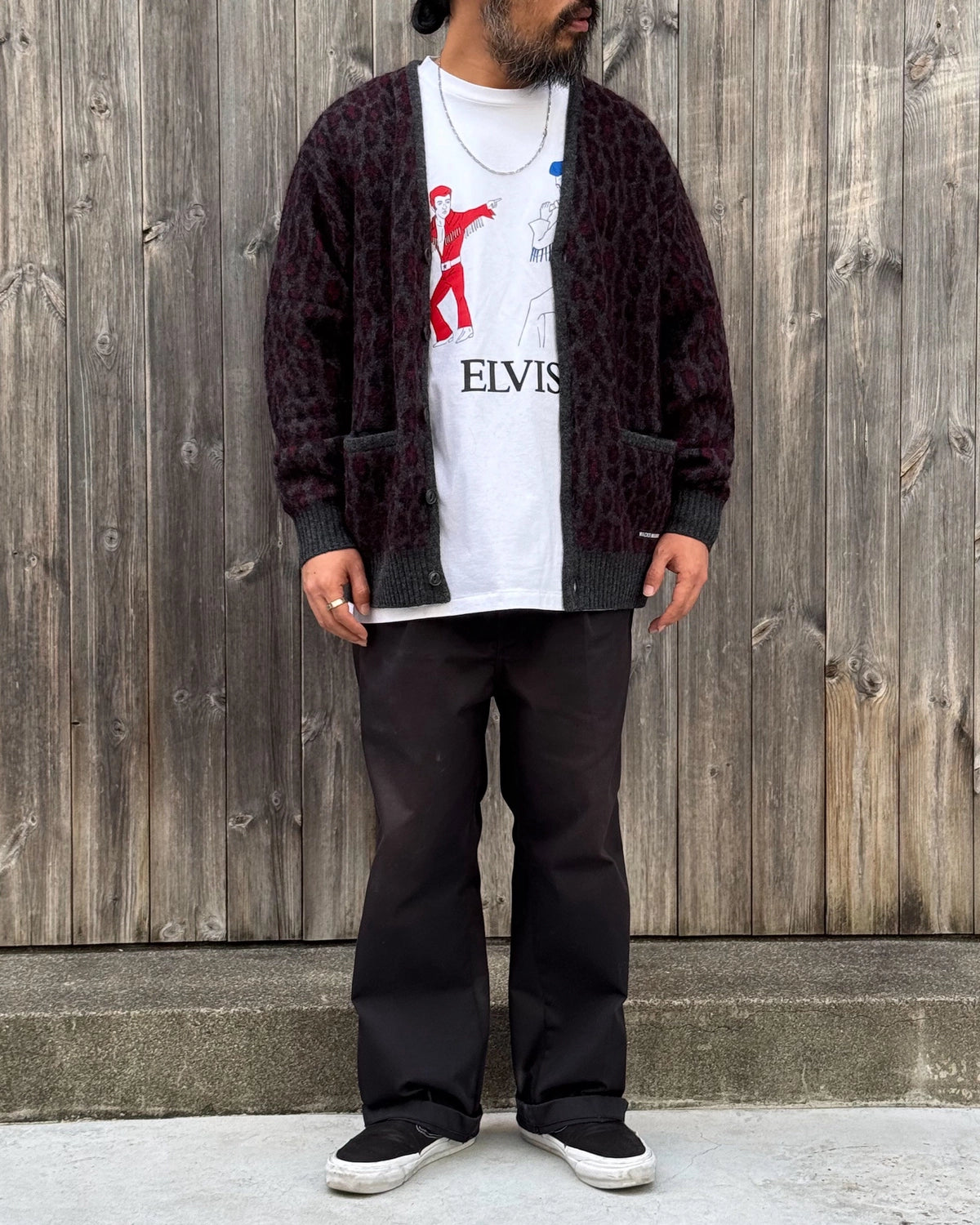 WACKO MARIA / LEOPARD MOHAIR JACQUARD CARDIGAN (26FW-WMK-KN17)