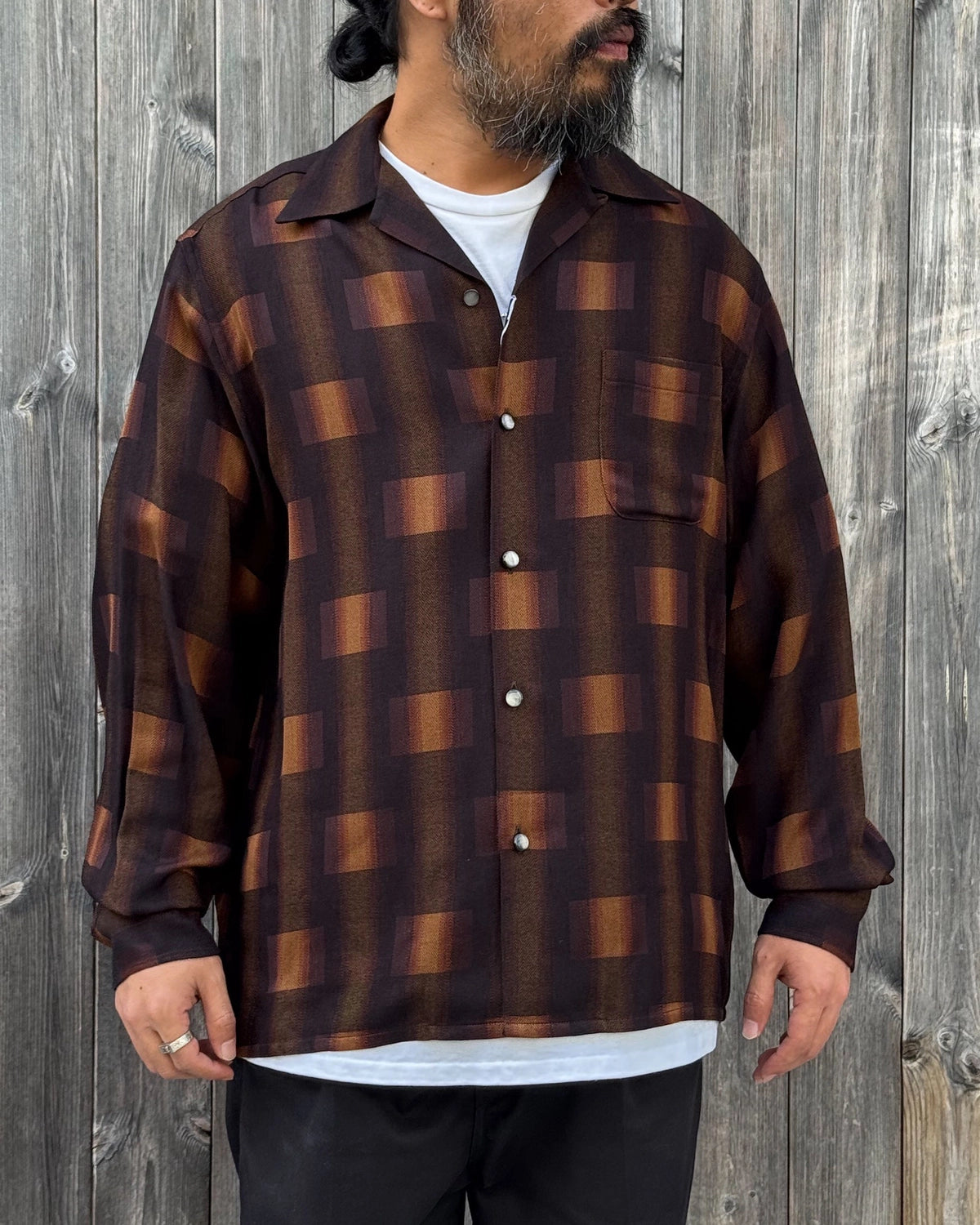 WACKO MARIA / OMBRE CHECK OPEN COLLAR SHIRT L/S TYPE-1 (26FW-WMS-OC01)