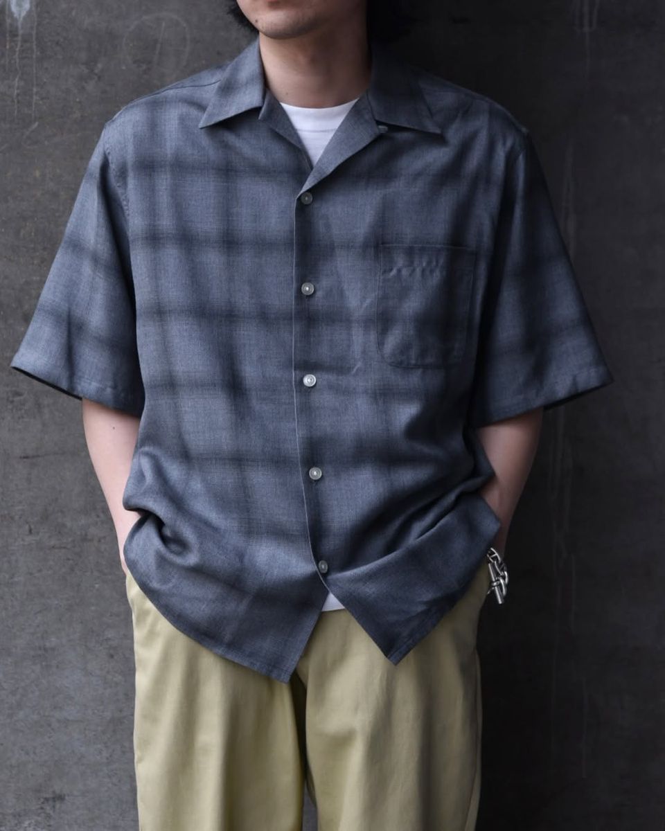 WACKO MARIA / OMBRE CHECK OPEN COLLAR SHIRT S/S -TYPE-3- (25SS-WMS-OC20)