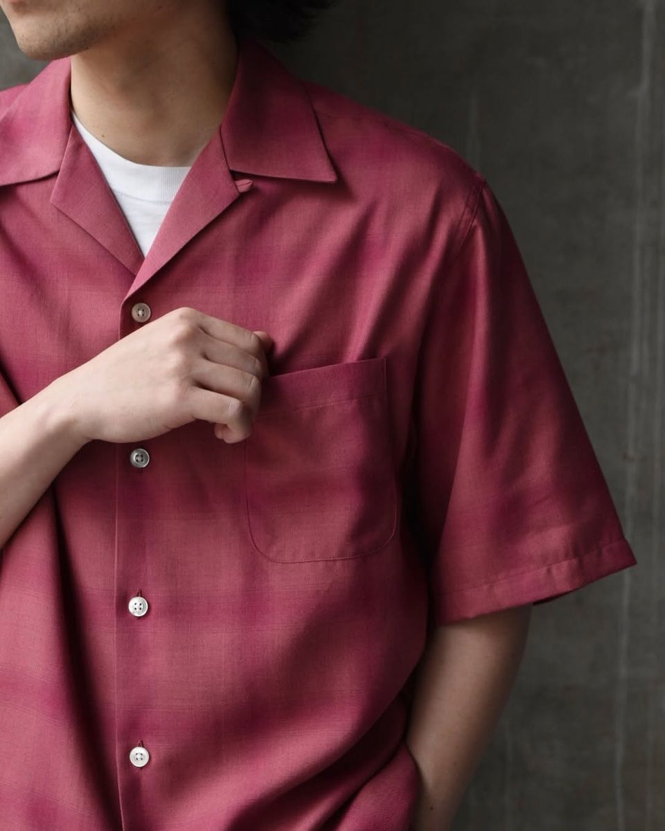WACKO MARIA / OMBRE CHECK OPEN COLLAR SHIRT S/S -TYPE-3- (25SS-WMS-OC20)