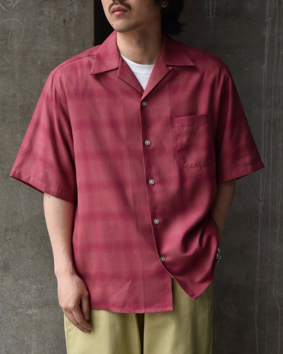 WACKO MARIA / OMBRE CHECK OPEN COLLAR SHIRT S/S -TYPE-3- (25SS-WMS-OC20)