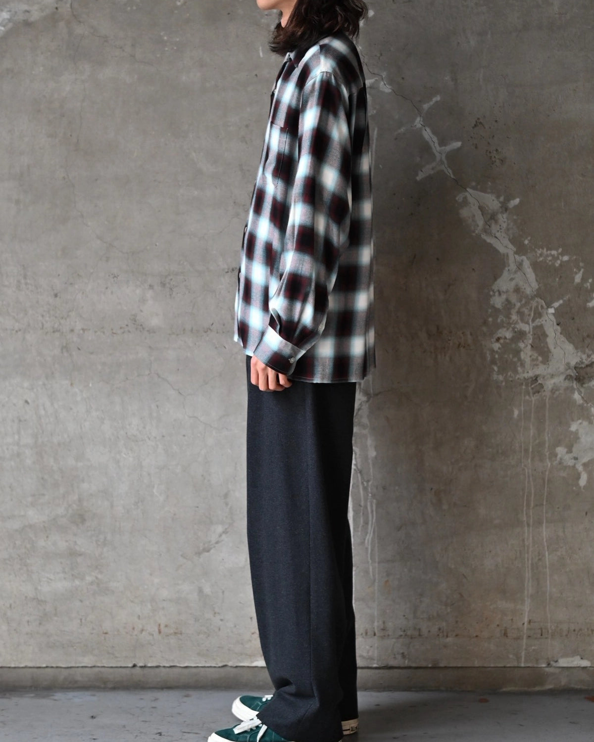 WACKO MARIA / OMBRE CHECK OPEN COLLAR SHIRT L/S -type3- (26FW-WMS-OC06)