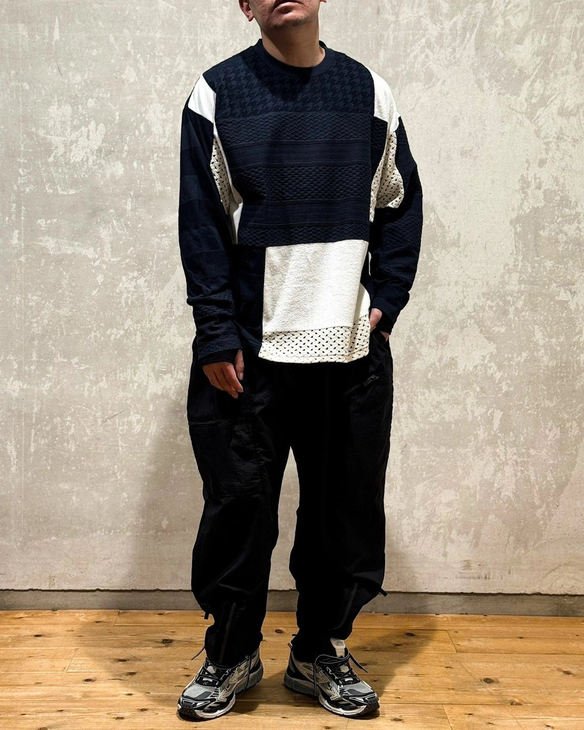 White Mountaineering / PATCHWORK LONG SLEEVE T-SHIRT (WM2571531)