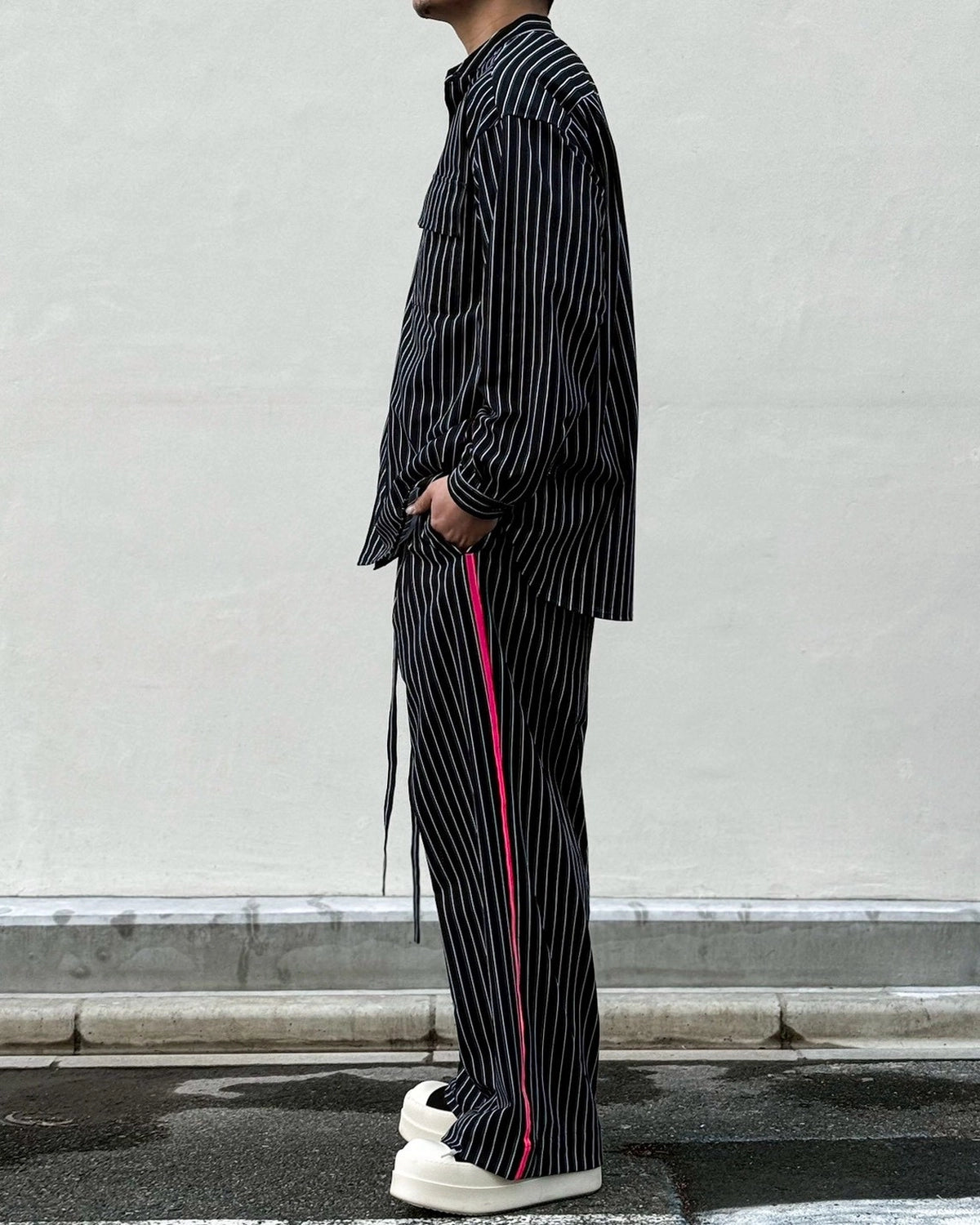 White Mountaineering / STRIPE BAND COLLAR SHIRT (WM2671118)