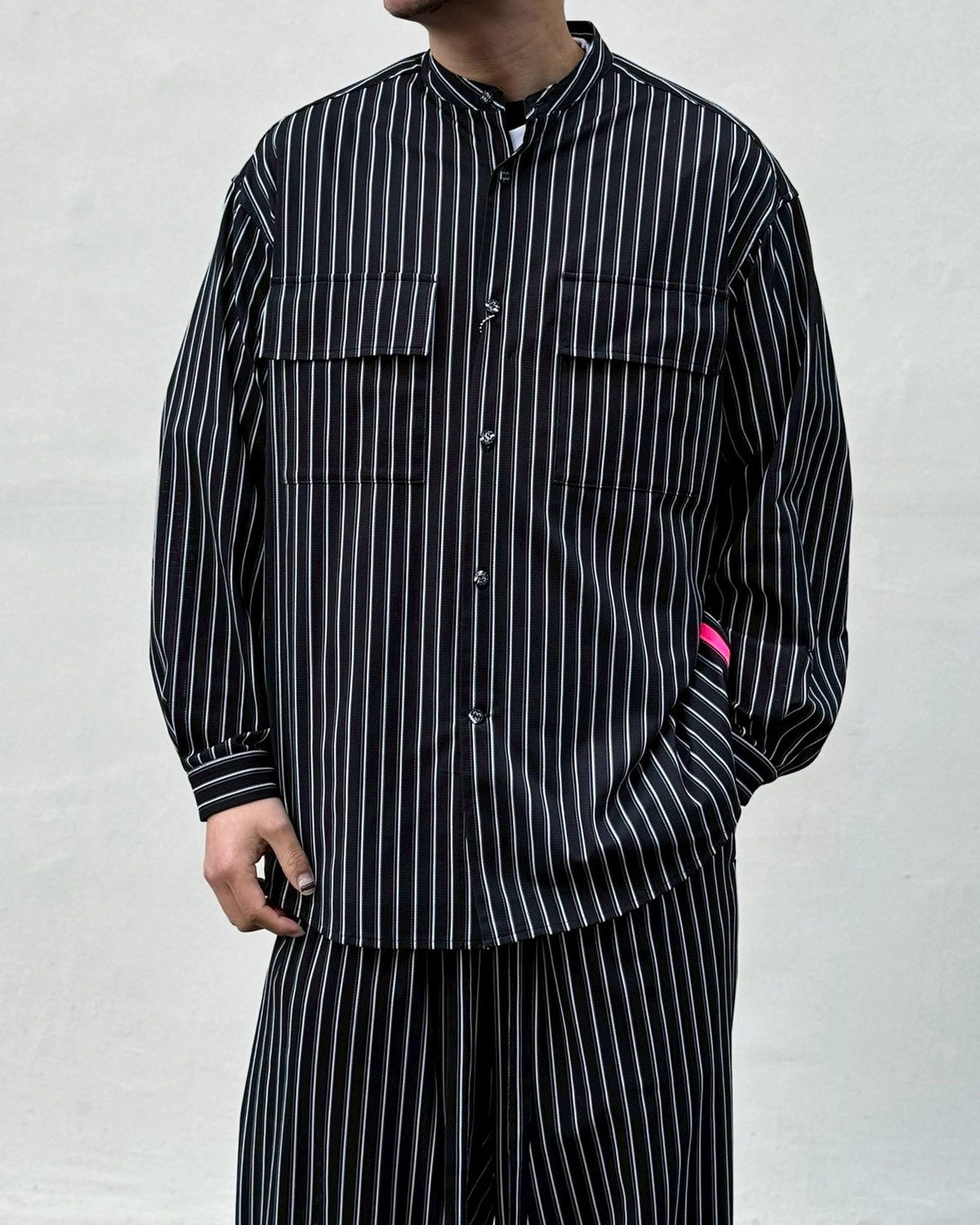 White Mountaineering / STRIPE BAND COLLAR SHIRT (WM2671118)