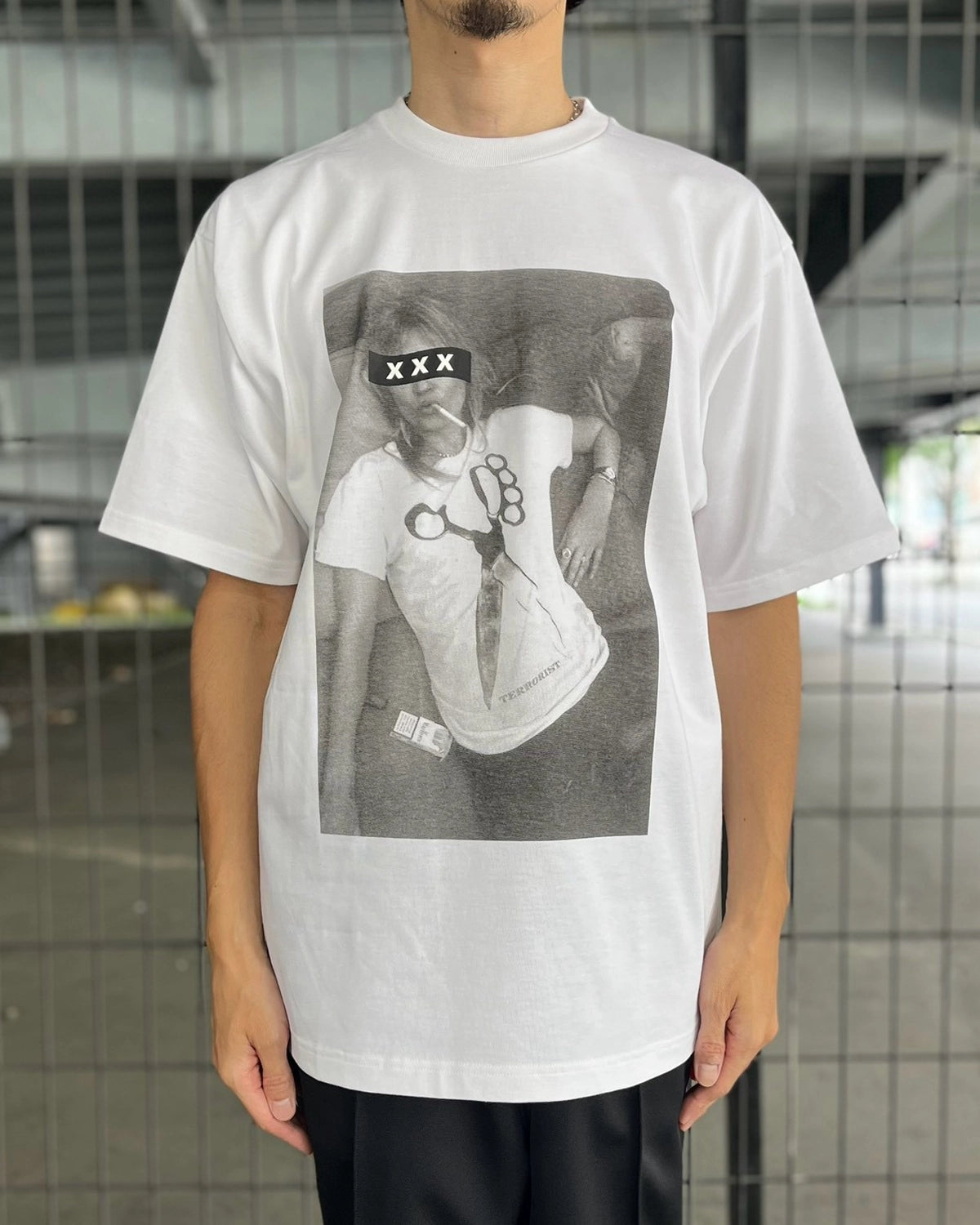 GOD SELECTION XXX / Box Logo "Brass Knuckle Scissors" Photo Tee (GX-S26-ST-20)