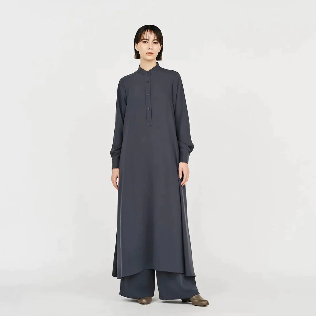 Graphpaper / Satin Band Collar Dress (GL253-60095B)