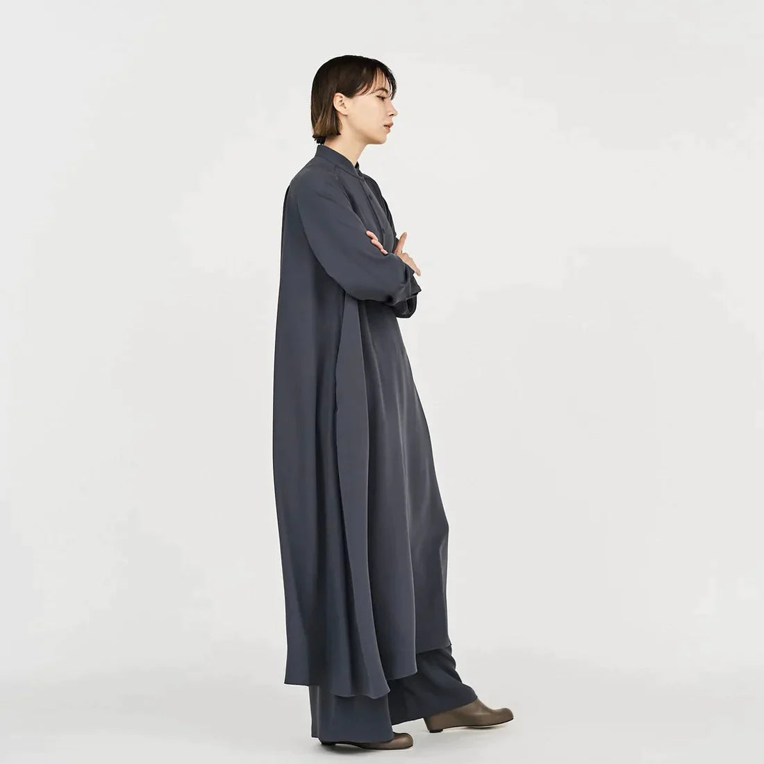 Graphpaper / Satin Band Collar Dress (GL253-60095B)