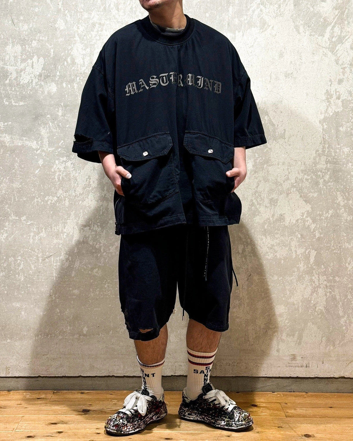mastermind JAPAN / MJ DISTERSSED SS PULLOVER DENIM SHIRT (MJ25E14-SH024)