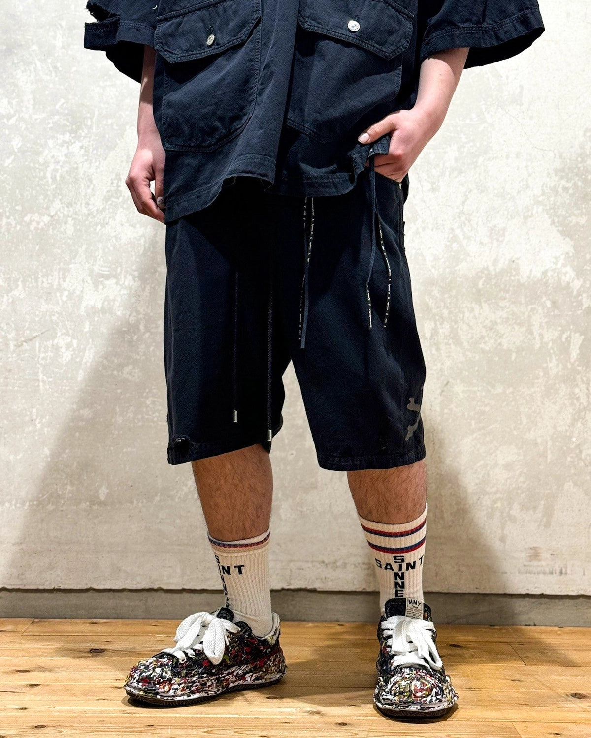 mastermind JAPAN / MJ DISTRESSED EASY DENIM SHORTS (MJ25E14-PA024)