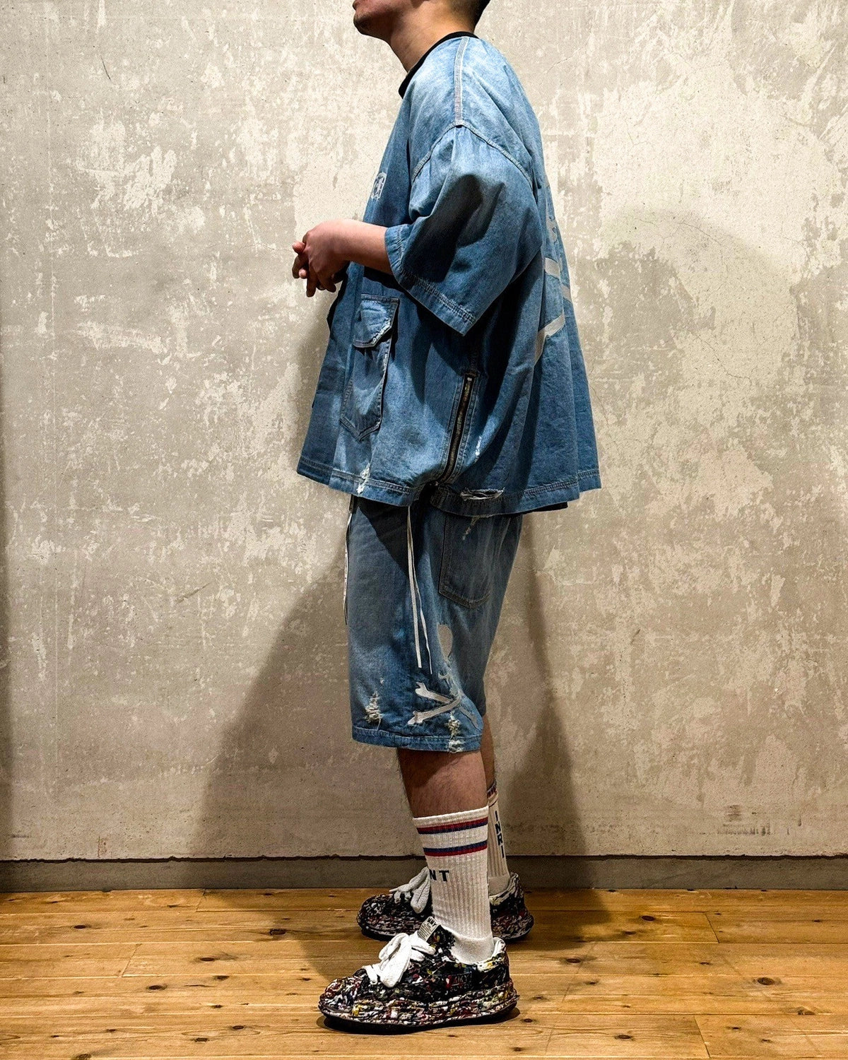 mastermind JAPAN / MJ DISTERSSED SS PULLOVER DENIM SHIRT (MJ25E14-SH024)