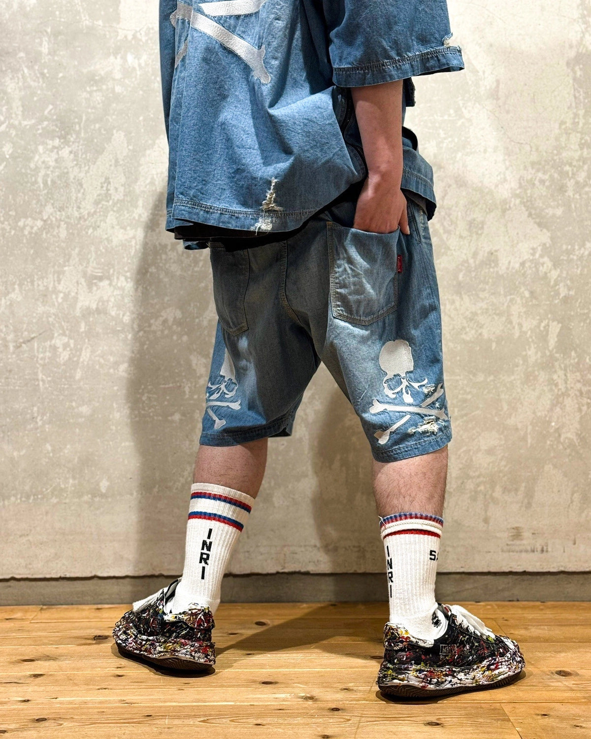 mastermind JAPAN / MJ DISTRESSED EASY DENIM SHORTS (MJ25E14-PA024)