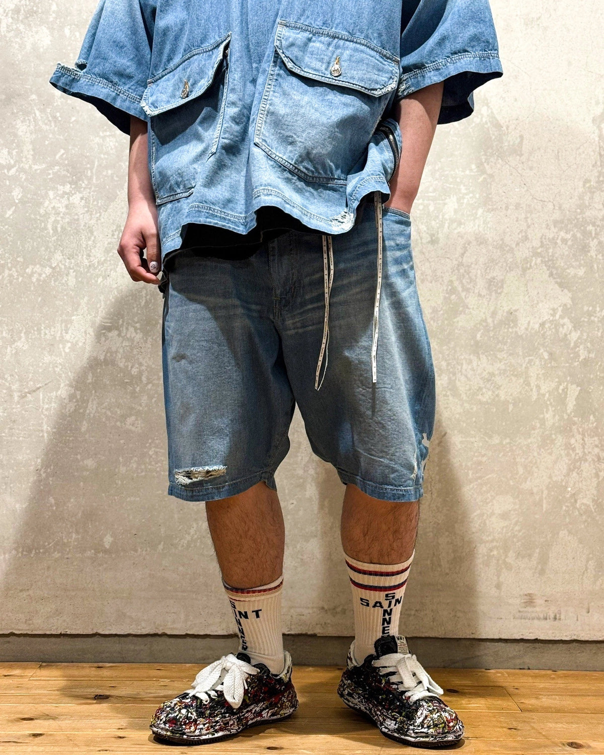 mastermind JAPAN / MJ DISTRESSED EASY DENIM SHORTS (MJ25E14-PA024)