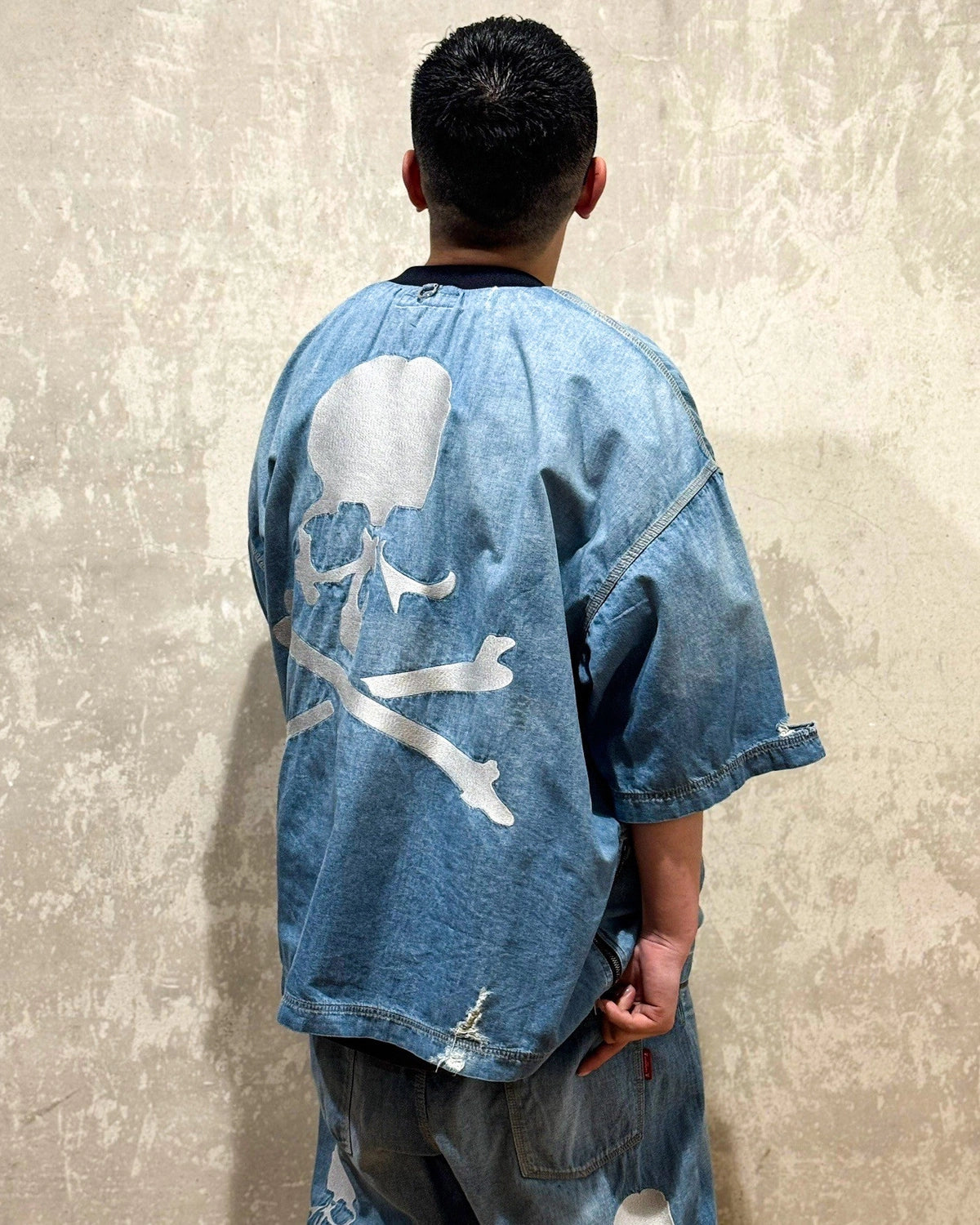 mastermind JAPAN / MJ DISTERSSED SS PULLOVER DENIM SHIRT (MJ25E14-SH024)