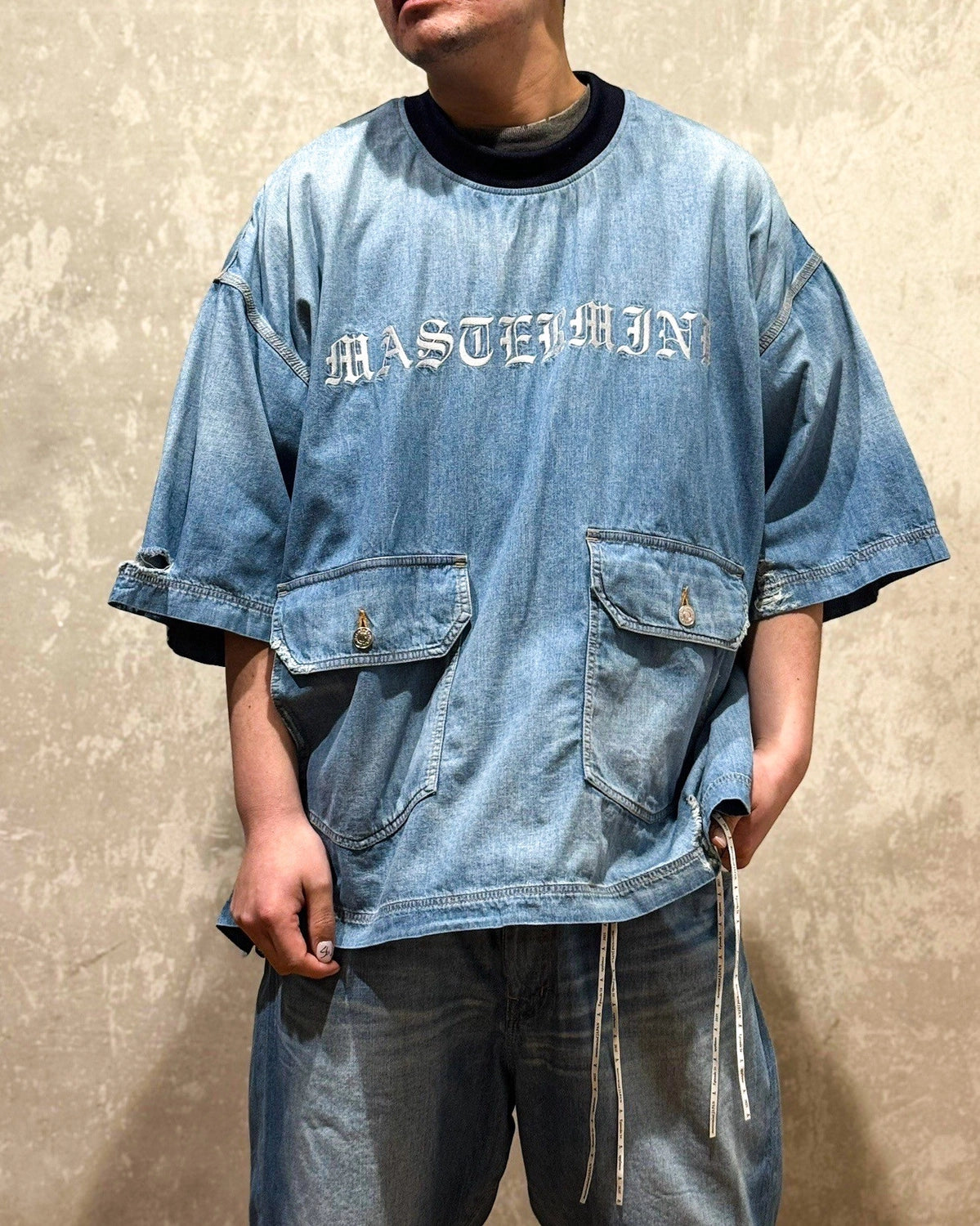 mastermind JAPAN / MJ DISTERSSED SS PULLOVER DENIM SHIRT (MJ25E14-SH024)