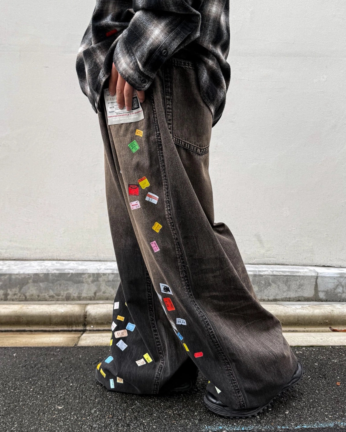 Maison MIHARA YASUHIRO / Price Tag Sticker Printed Wide Denim Pants -Women's- (B17PT101)