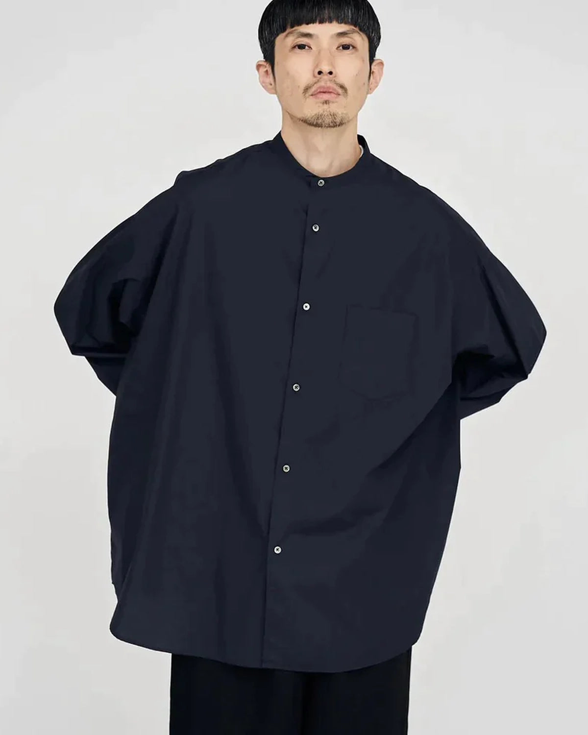 Graphpaper / Broad L/S Oversized Band Collar Shirt (GM253-50002B)