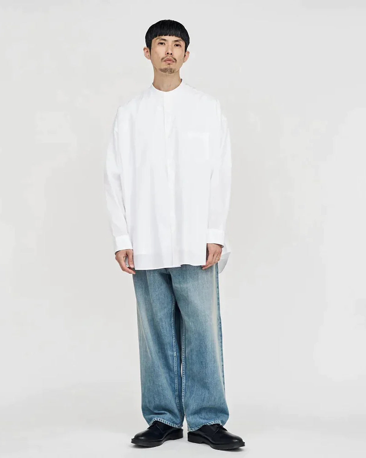 Graphpaper / Broad L/S Oversized Band Collar Shirt (GM253-50002B)
