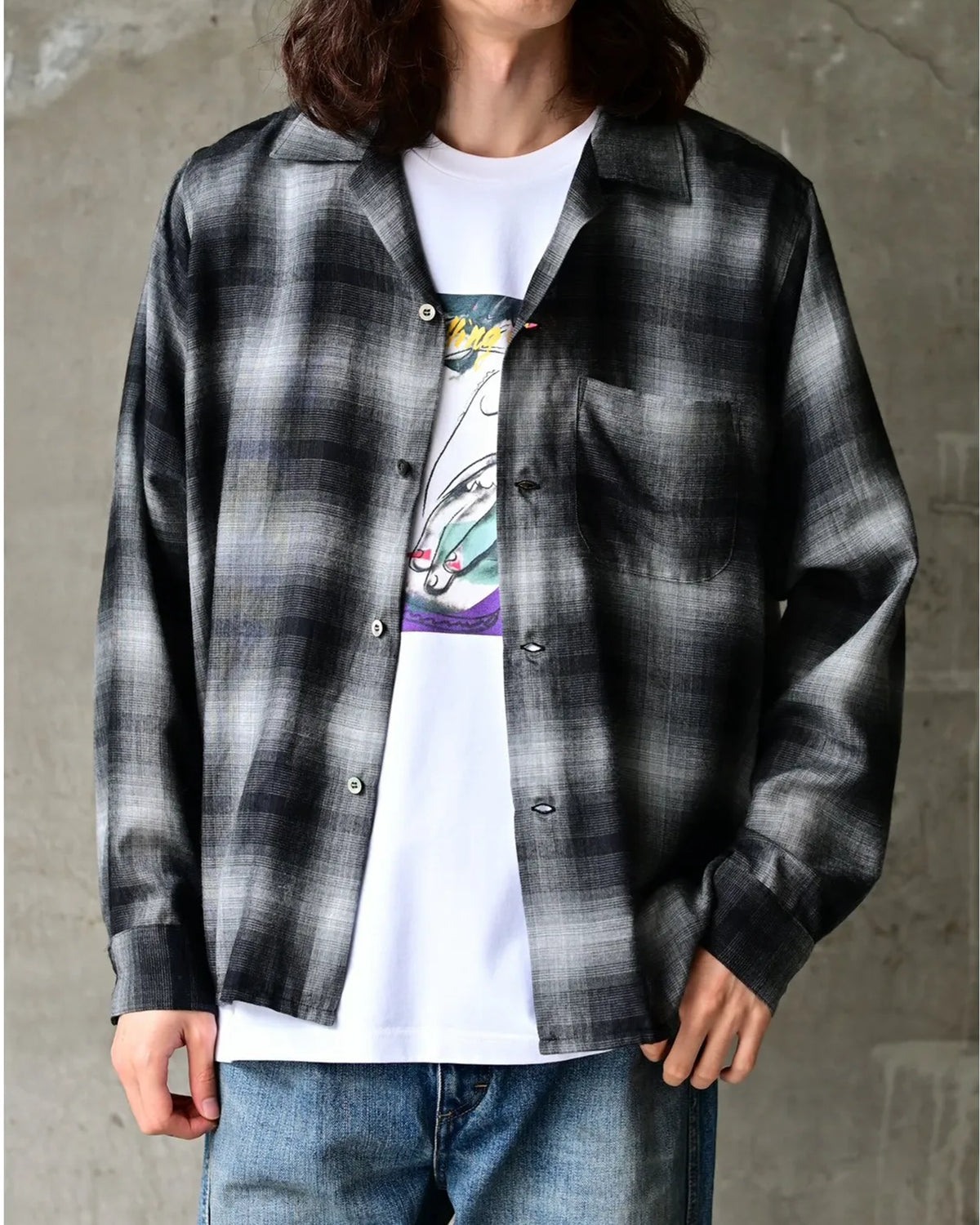 MINEDENIM / T.Rayon Ombre Open Collar Shirt (MDFBF09501)