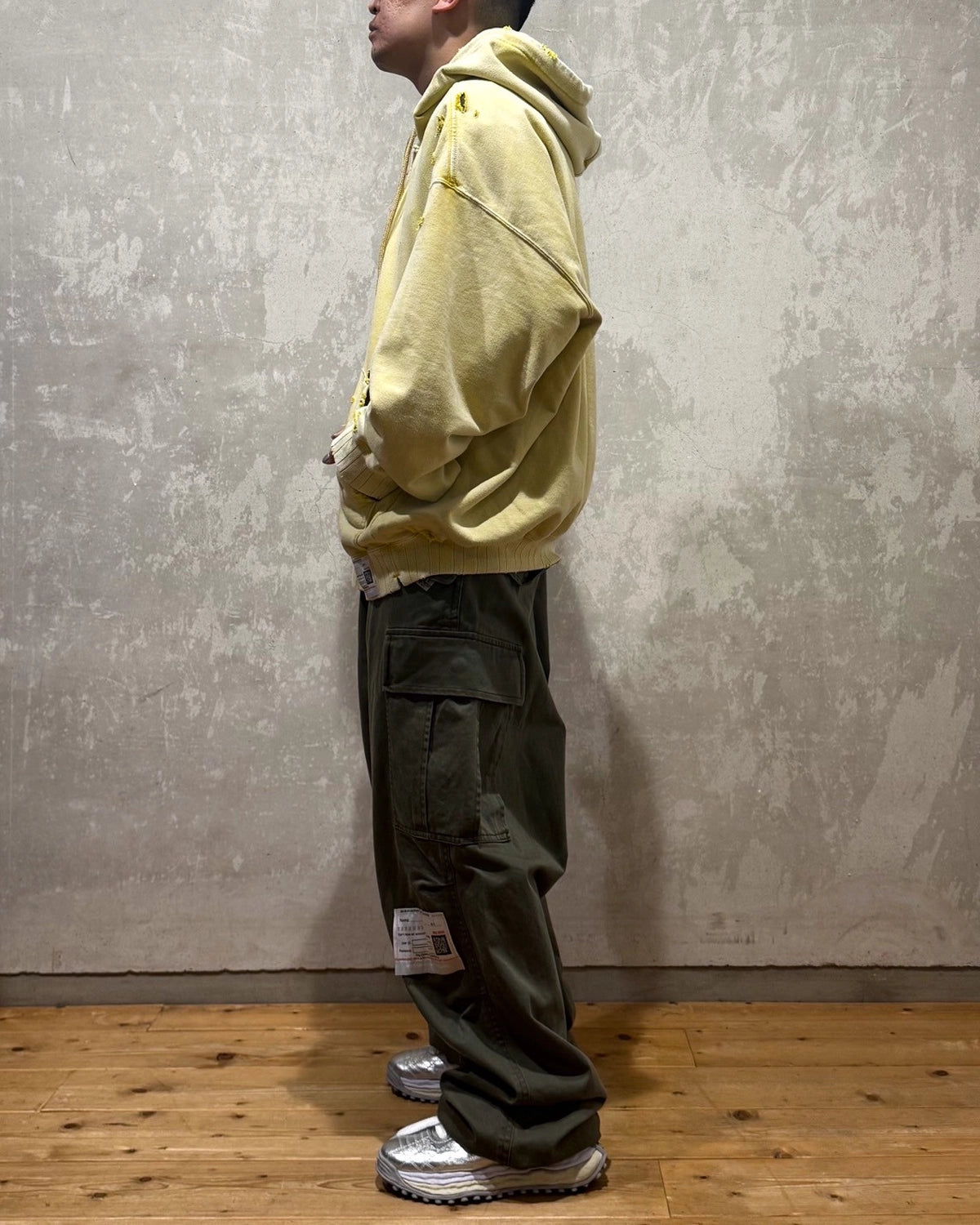 Maison MIHARA YASUHIRO / BLEACHED HALF ZIP HOODIE (A15HD565)
