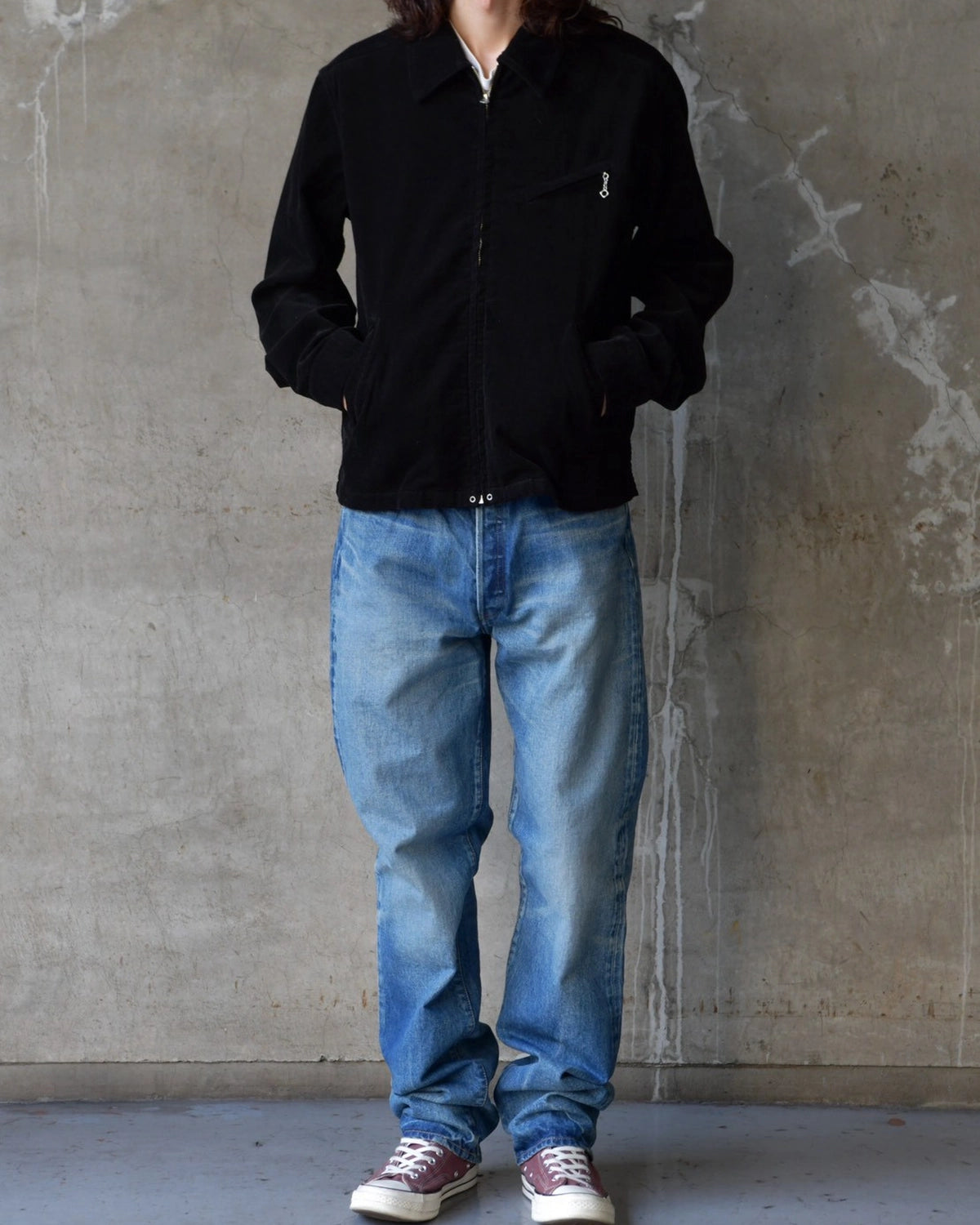 MINEDENIM / Black Corduroy Zip up Trucker Jacket (MDFBF09803)