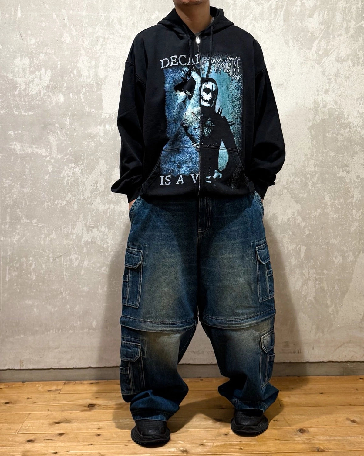 VETEMENTS / COF CUT-UP OVERSIZED ZIP-UP HOODIE (UCF76ZU950BB)