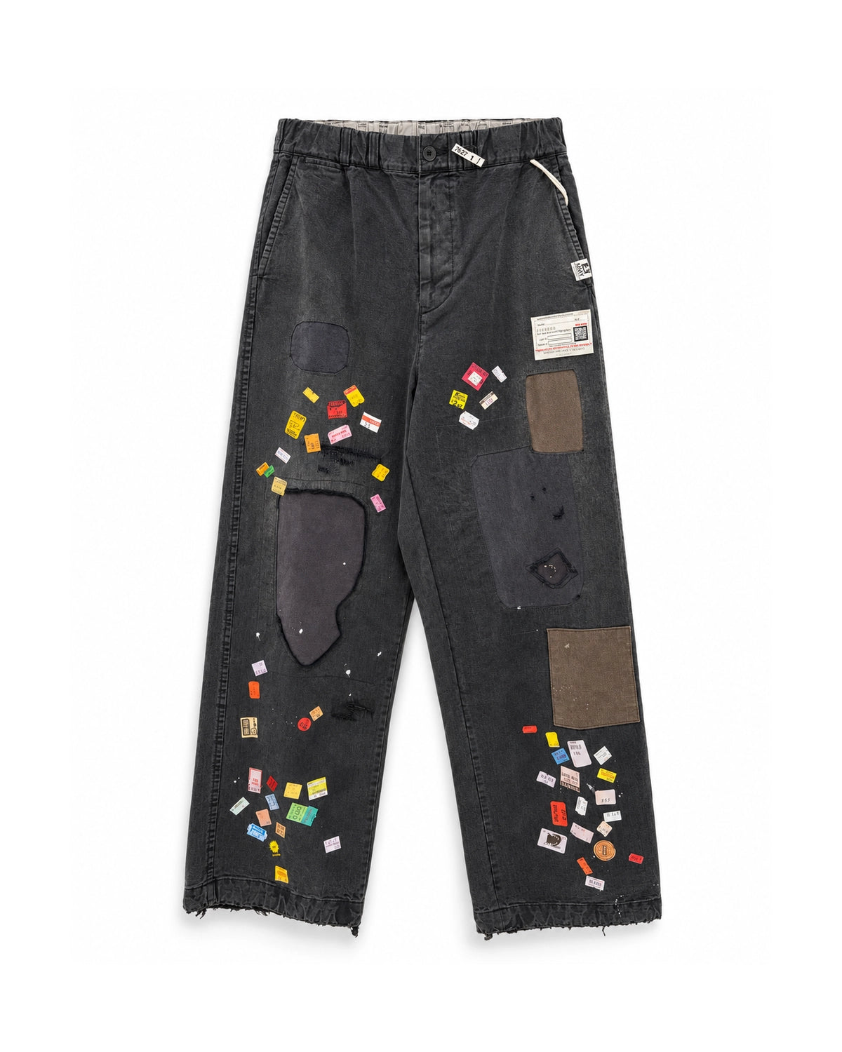 Maison MIHARA YASUHIRO / Price Tag Sticker Print Repaired Pants (A17PT053)