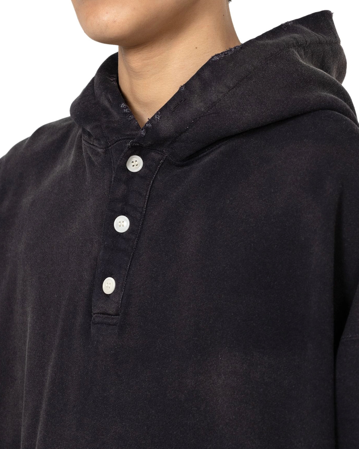 KAMIYA / Distressed Henry Neck Hoodie (G14HD76)