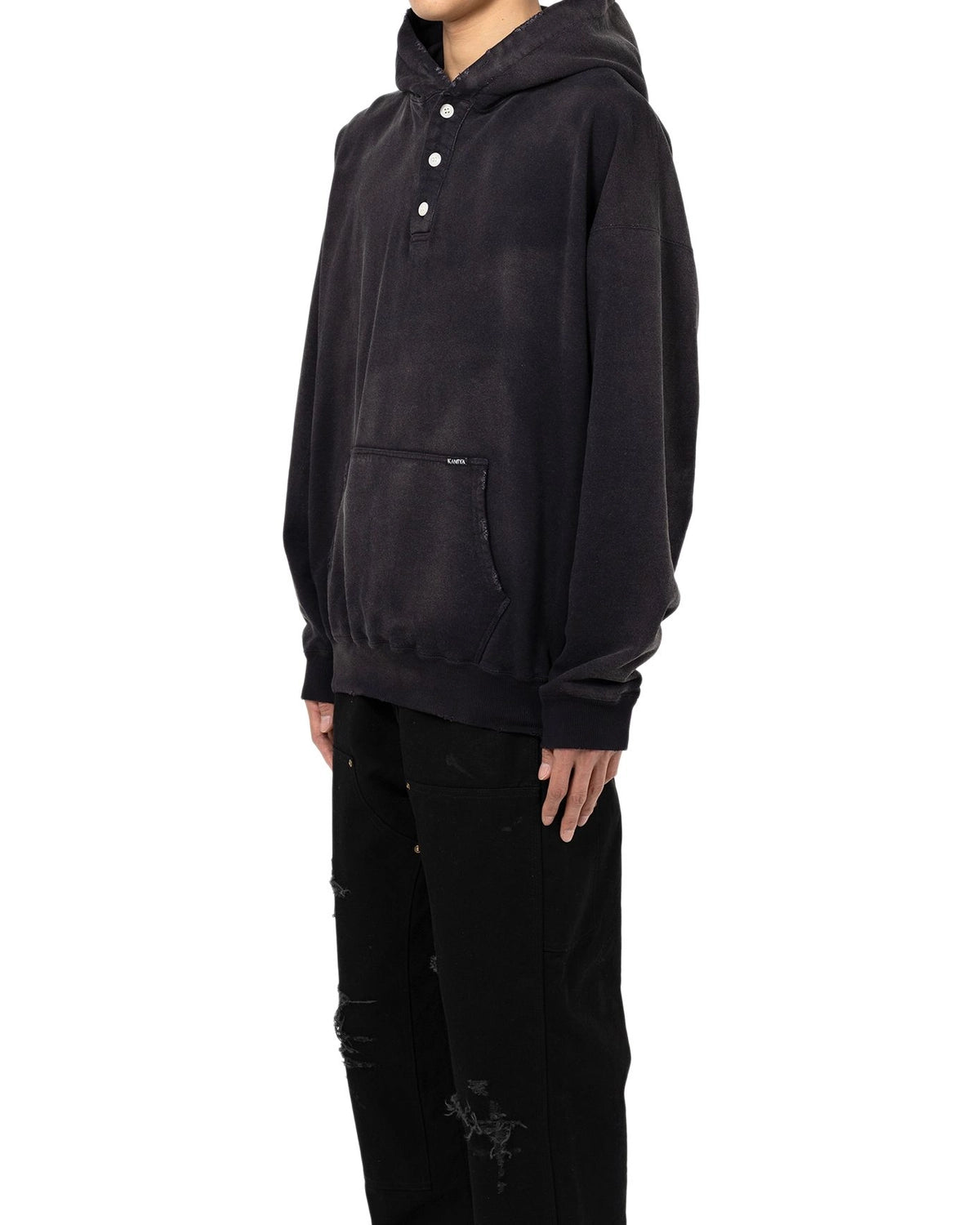 KAMIYA / Distressed Henry Neck Hoodie (G14HD76)