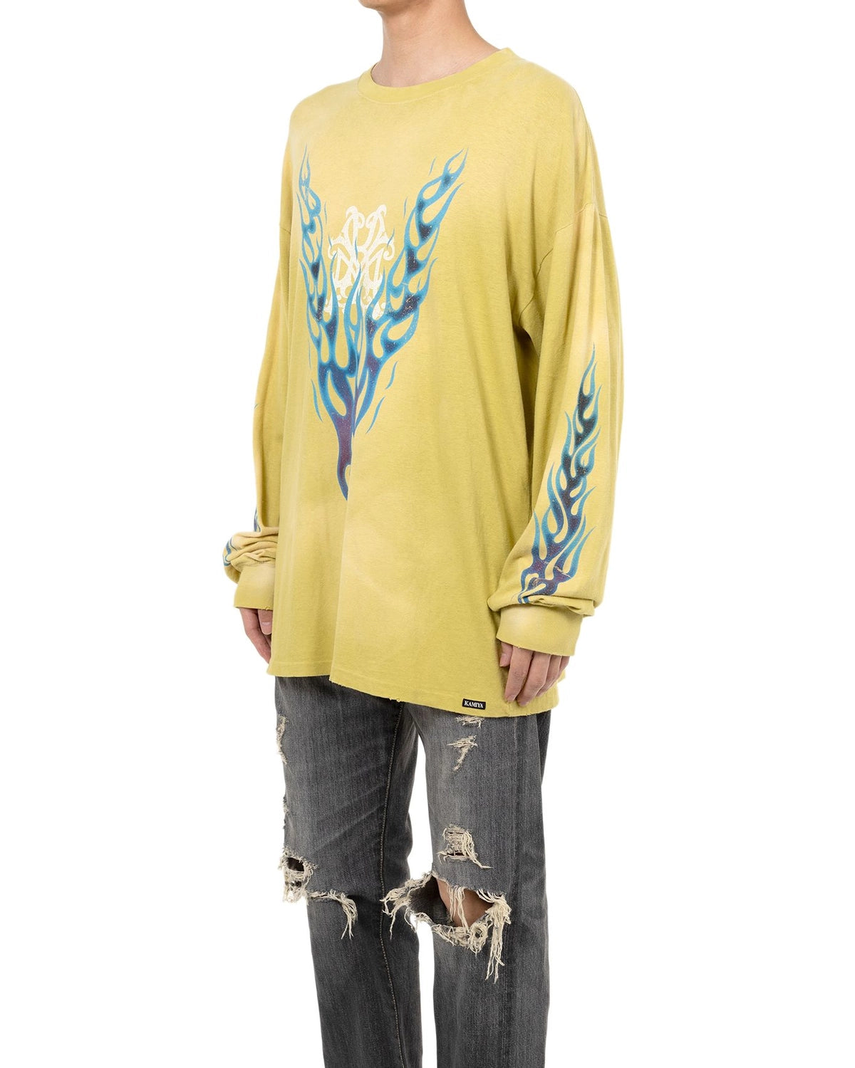 KAMIYA / “KMY-FIRE” Distressed L/S T-shirt (G14LT079)