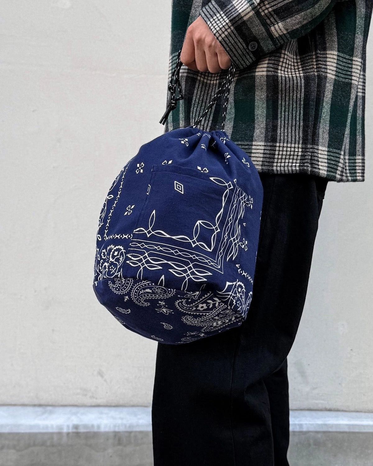 MIYAGIHIDETAKA -Rafu- の Patchwork Drawstring Bag (MH061)