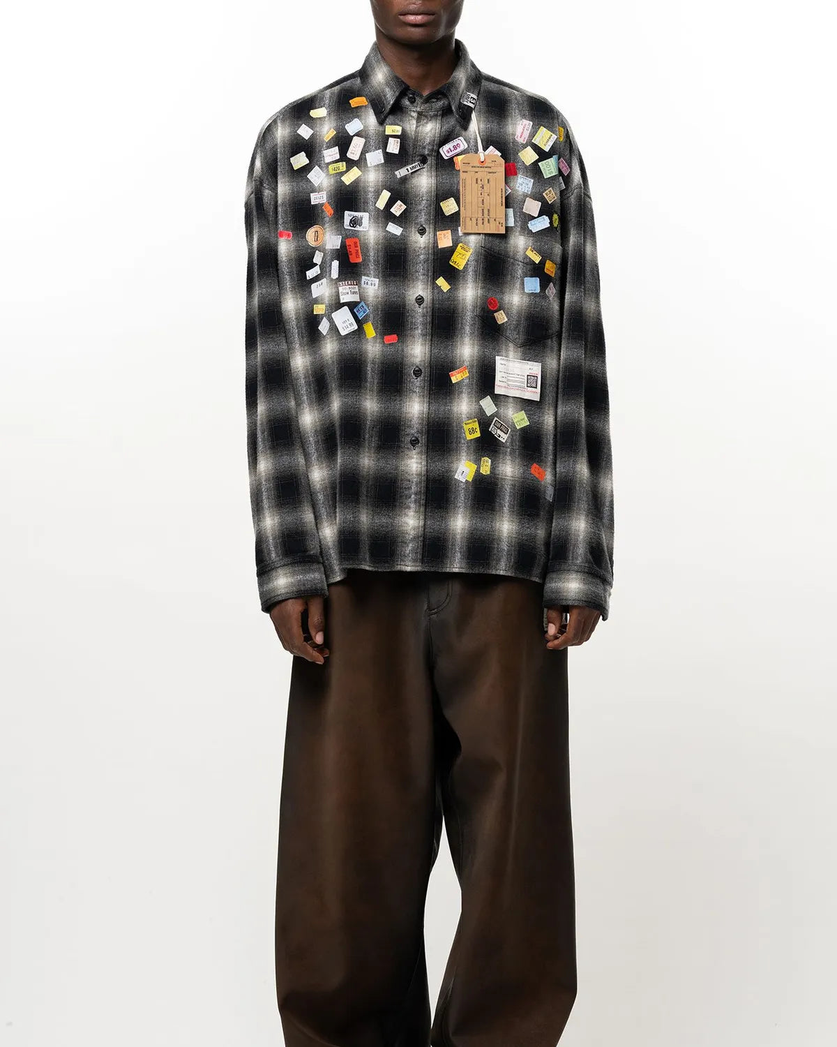 Maison MIHARA YASUHIRO の Price Sticker Printed Check Shirt (A17SH088)