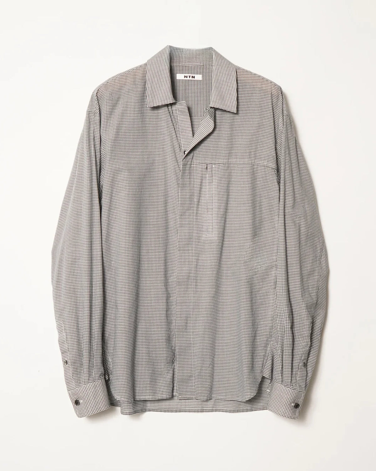 NTN（エヌティーエヌ） / COTTON SILK GINGHAM CHECK ZIP OPEN SHIRT