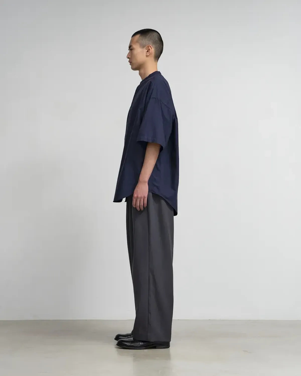 Graphpaper / Oxford S/S Oversized Band Collar Shirt (GM252-50078B)