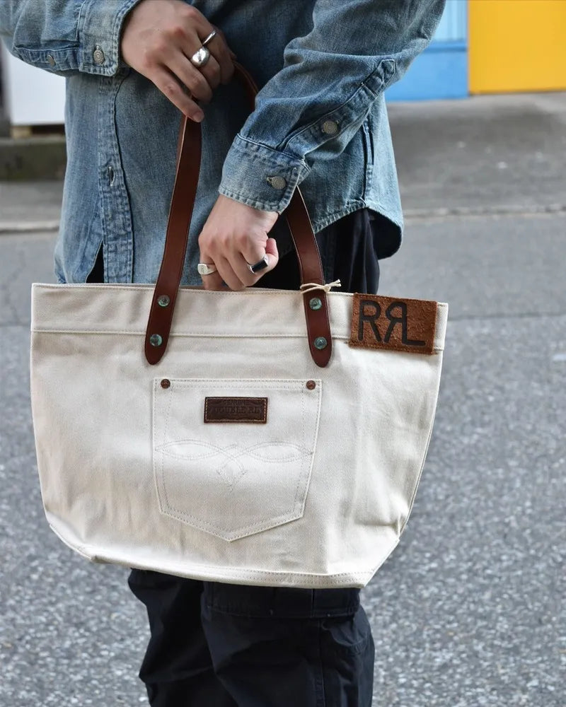 RRL のレザートリムツイルトートバッグ (1441MARRBGS0G620023)