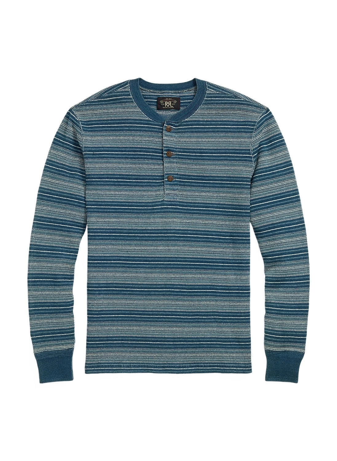 RRL の インディゴ ストライプド ジャカード ヘンリー シャツ (1441MNRRKNI16820192)