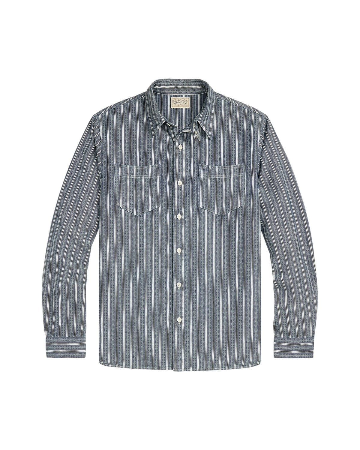 RRL の ストライプド ドビーシャンブレー ワークシャツ (1441MNRRWOV16820356)