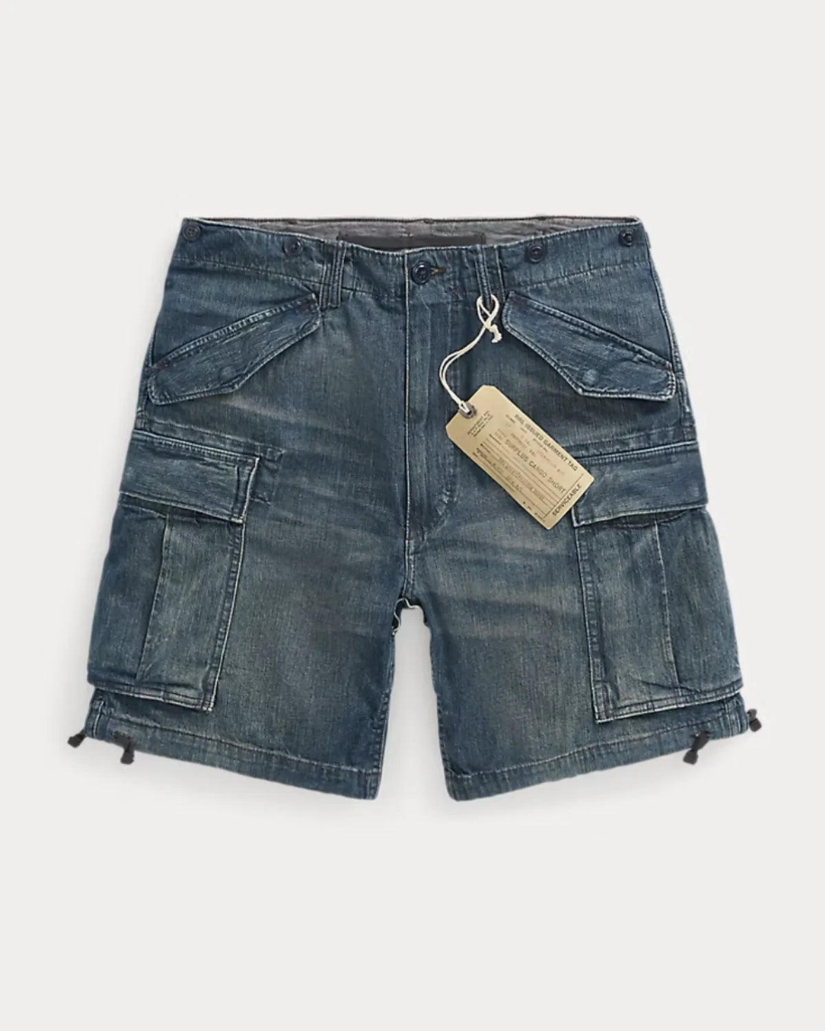 RRL の Sedgwick レジメント デニム カーゴ ショートパンツ (MNRRSHO14A20021)